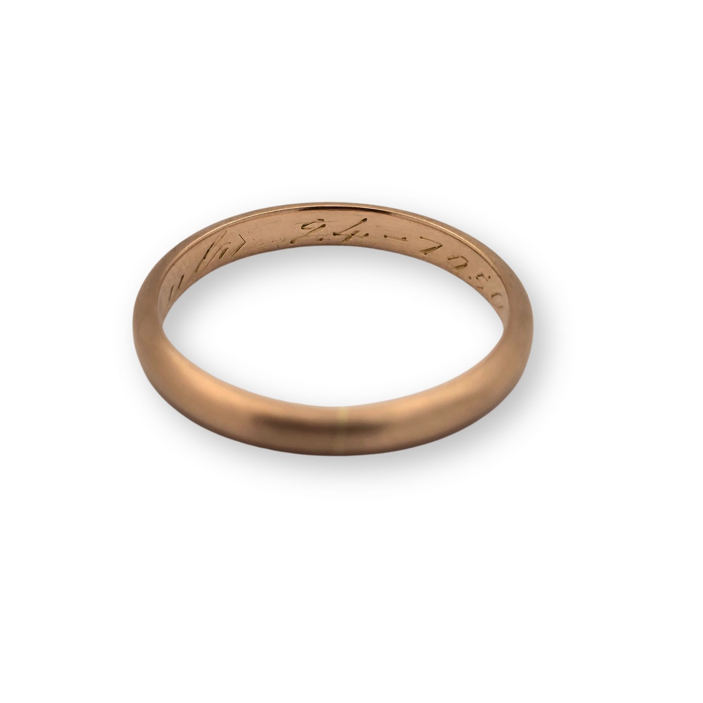 18ct  Matt Rose Gold Wedding Band Ring Engraved 24 July 1950 UK I½ US4¾