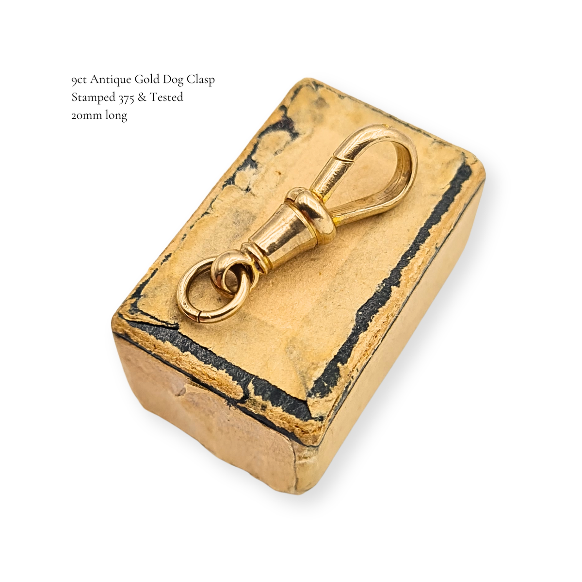 Small 9ct Solid Gold Albert Chain Dog Clip Clasp, Clip