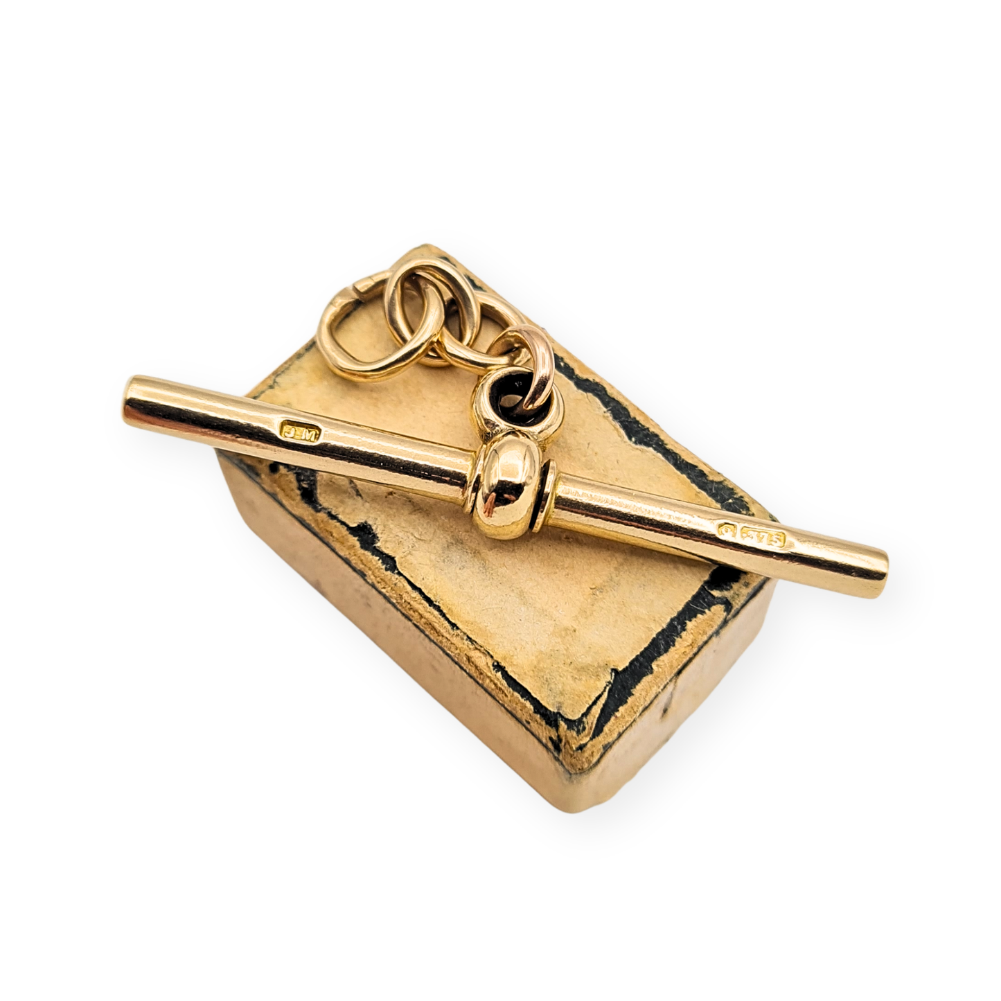 Large Heavy 9ct Yellow Gold Spinning T Bar Pendant Solid Gold