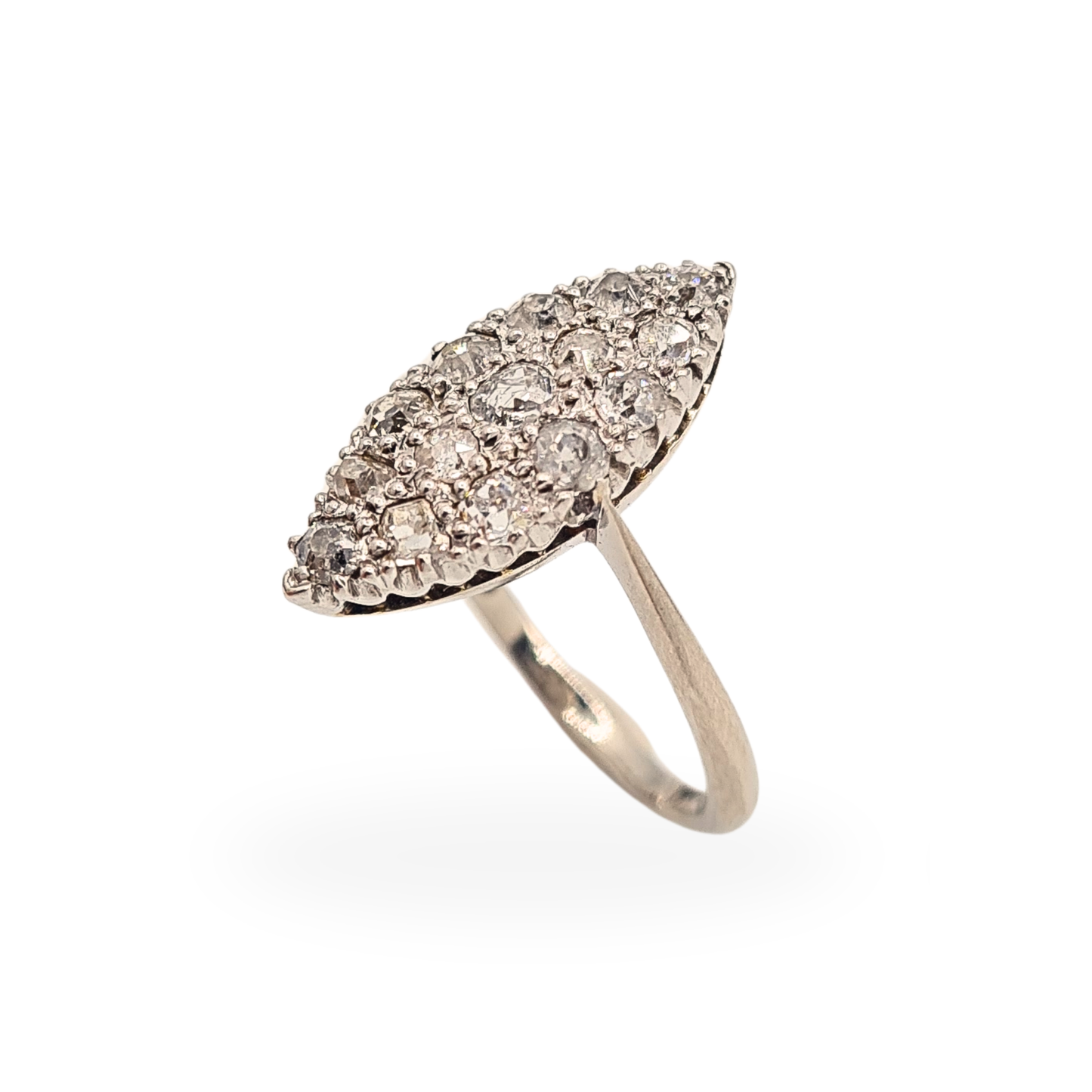 18ct White Gold Marquise Diamond Cluster Ring  UK L US 6