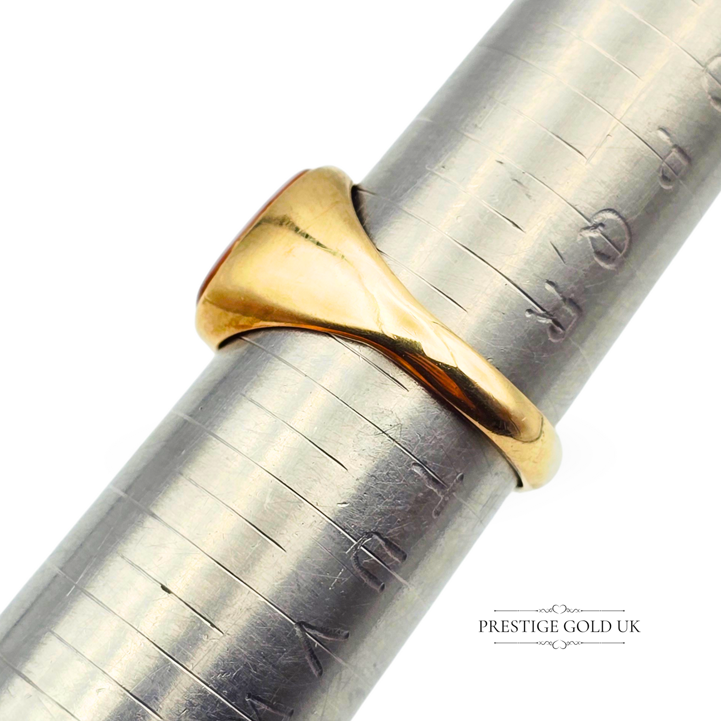 9ct Gold Blank Sardonyx Signet Ring, London 1964 Hallmarked, UK S 1/2,  US 9 1/4