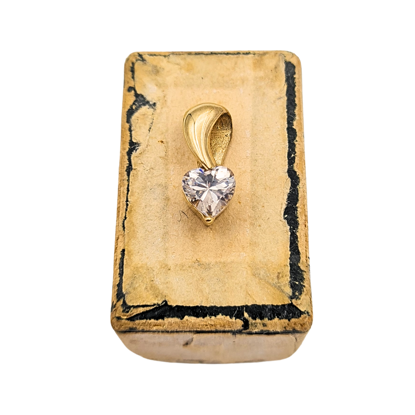9ct Gold Heart CZ Pendant, Stamped 375, Dainty Love Charm