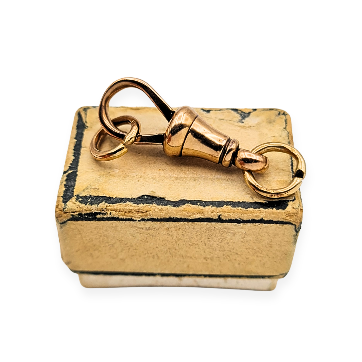 9ct Rose Gold Dog Clip Albert Chain Clasp, Twin 7mm Rings