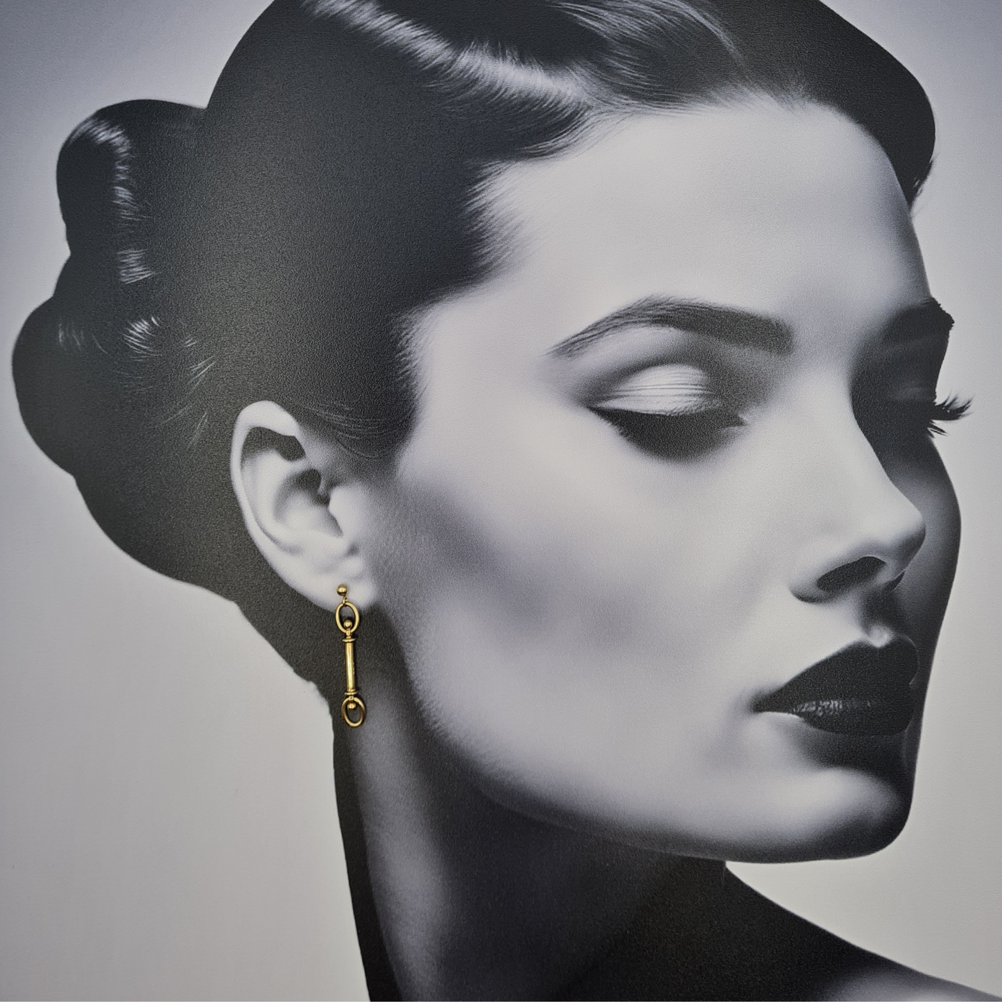 9ct Gold Horse Bit Drop Earrings Hallmarked Sheffield, Solid Gold
