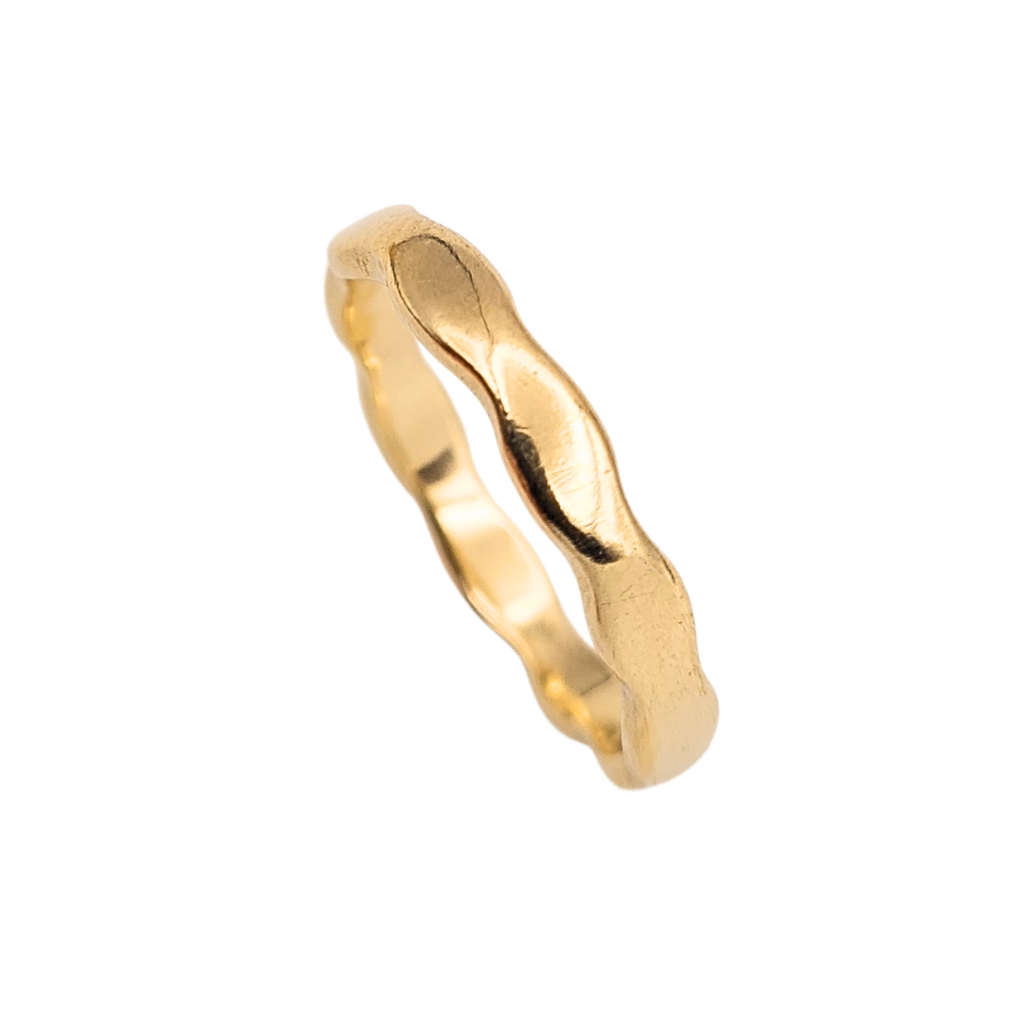 9ct Solid Gold Wavy Stacking Ring, Slim Wedding Band, UK I US 4 1/2