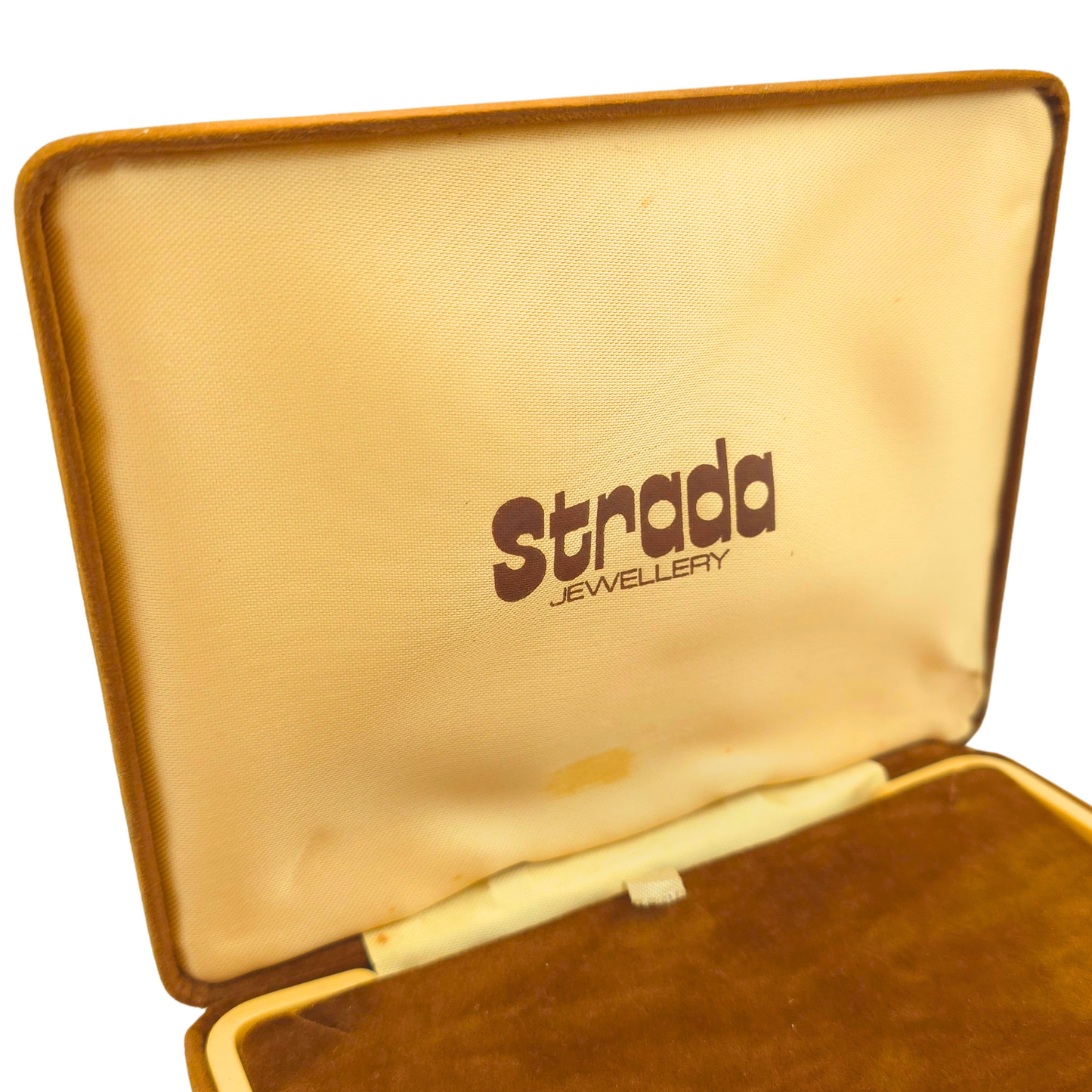 Vintage Brown Suede Jewellery Box by Strada, Large Necklace Case, 14.5cm x 11.5cm