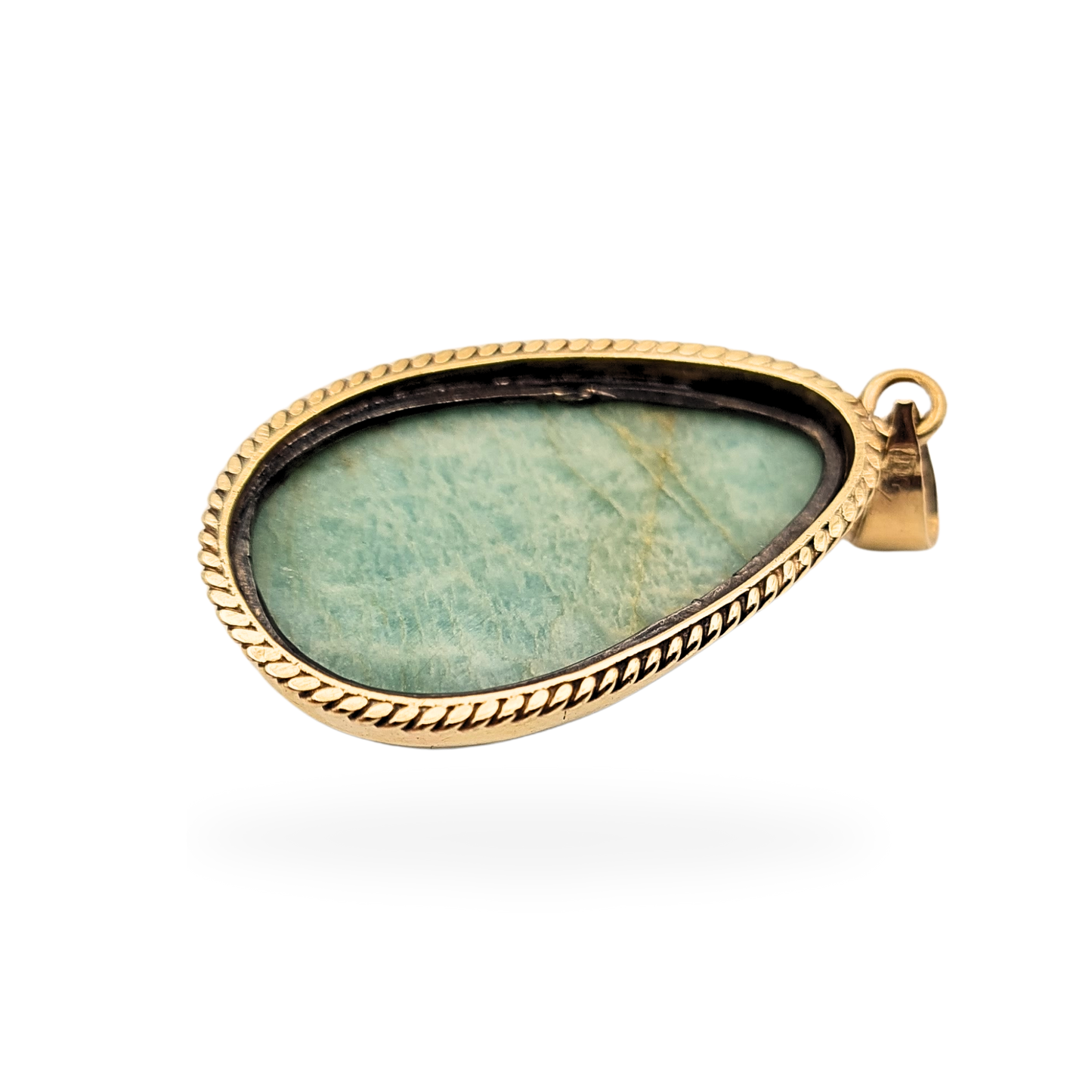 Large 9ct Gold Green Gem Pendant, Teardrop Cabochon
