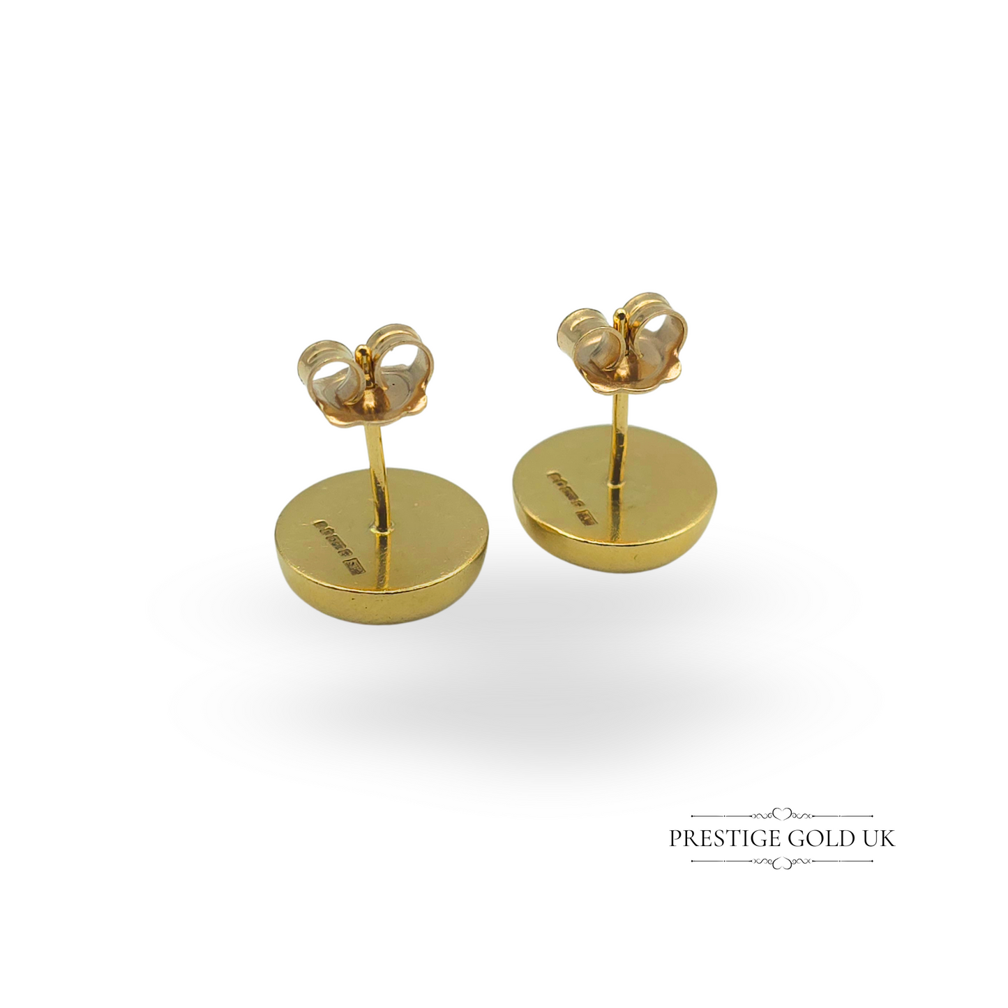 18ct Gold & Diamond Stud Earrings,  Hallmarked, 12mm Large Pebble Design