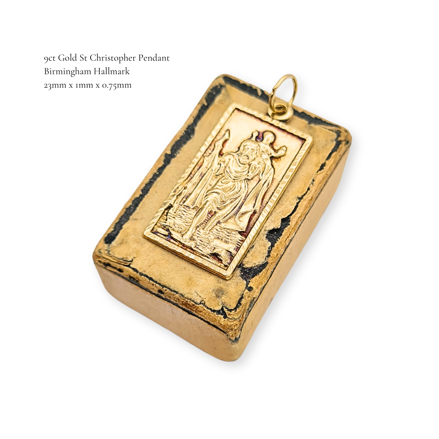 9ct Gold Rectangular Saint Christopher Charm