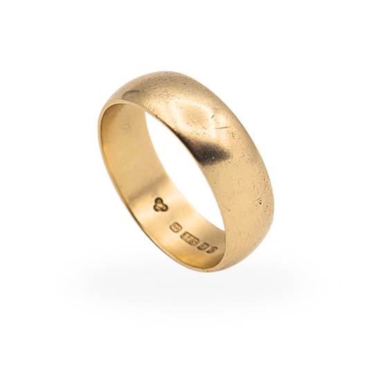 9ct gold wedding band ring London 1977 hallmarked 5.7mm vintage gold band