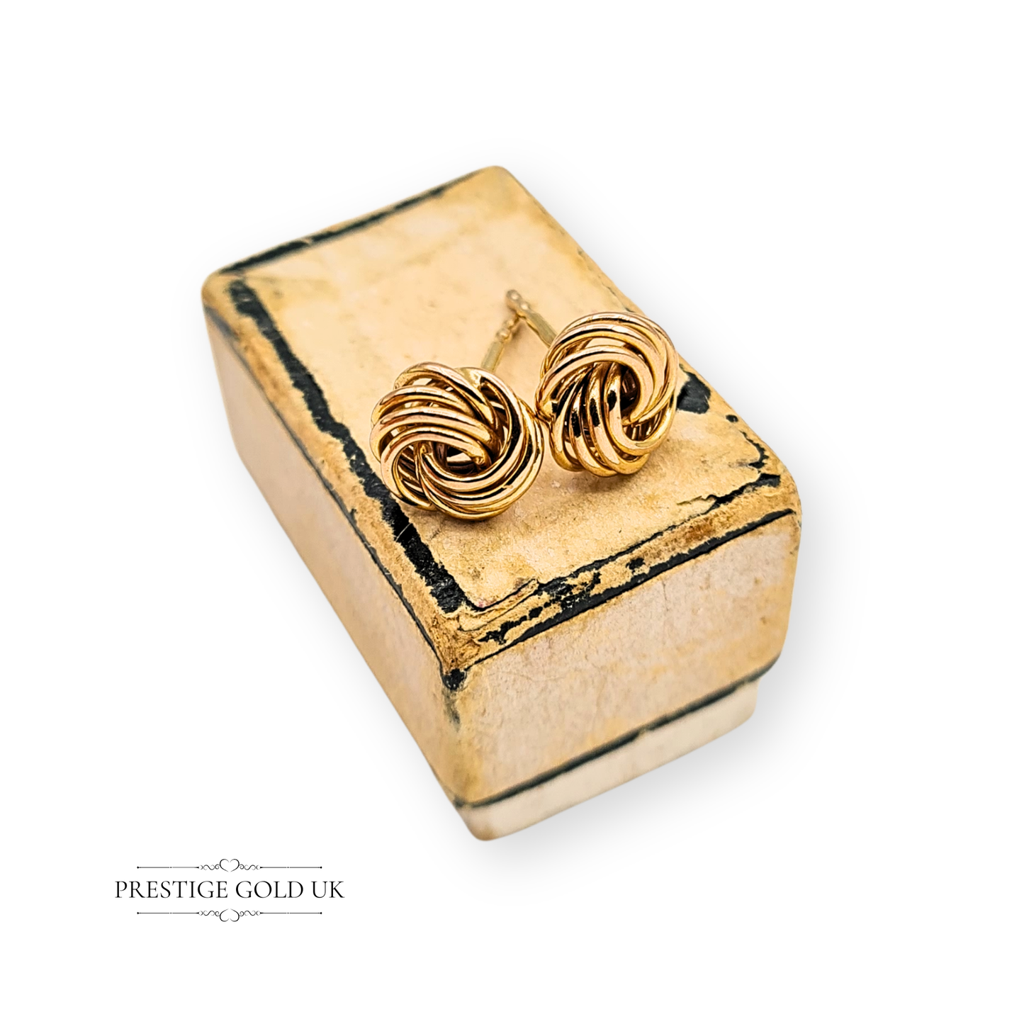 9ct Gold Knot Stud Earrings, Vintage Woolmark Knot Earrings With Butterfly Backs