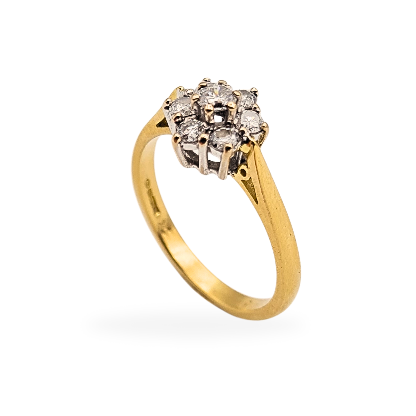 18ct Gold Diamond Cluster Ring 0.50ct Hallmarked UK P 1/2 US 8