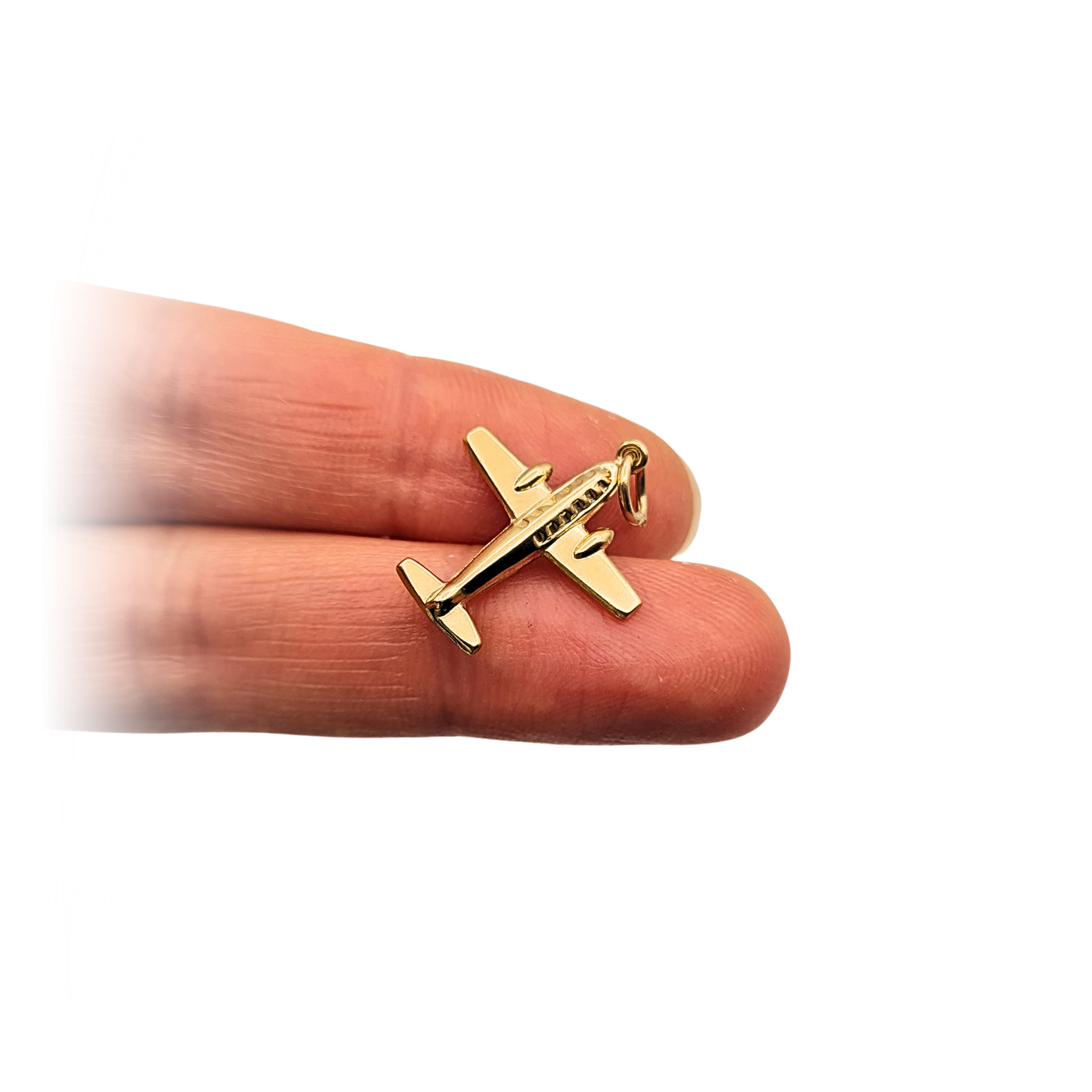 Small 9ct Gold Aircraft Charm, Fully Hallmarked, Aeroplane Pendant