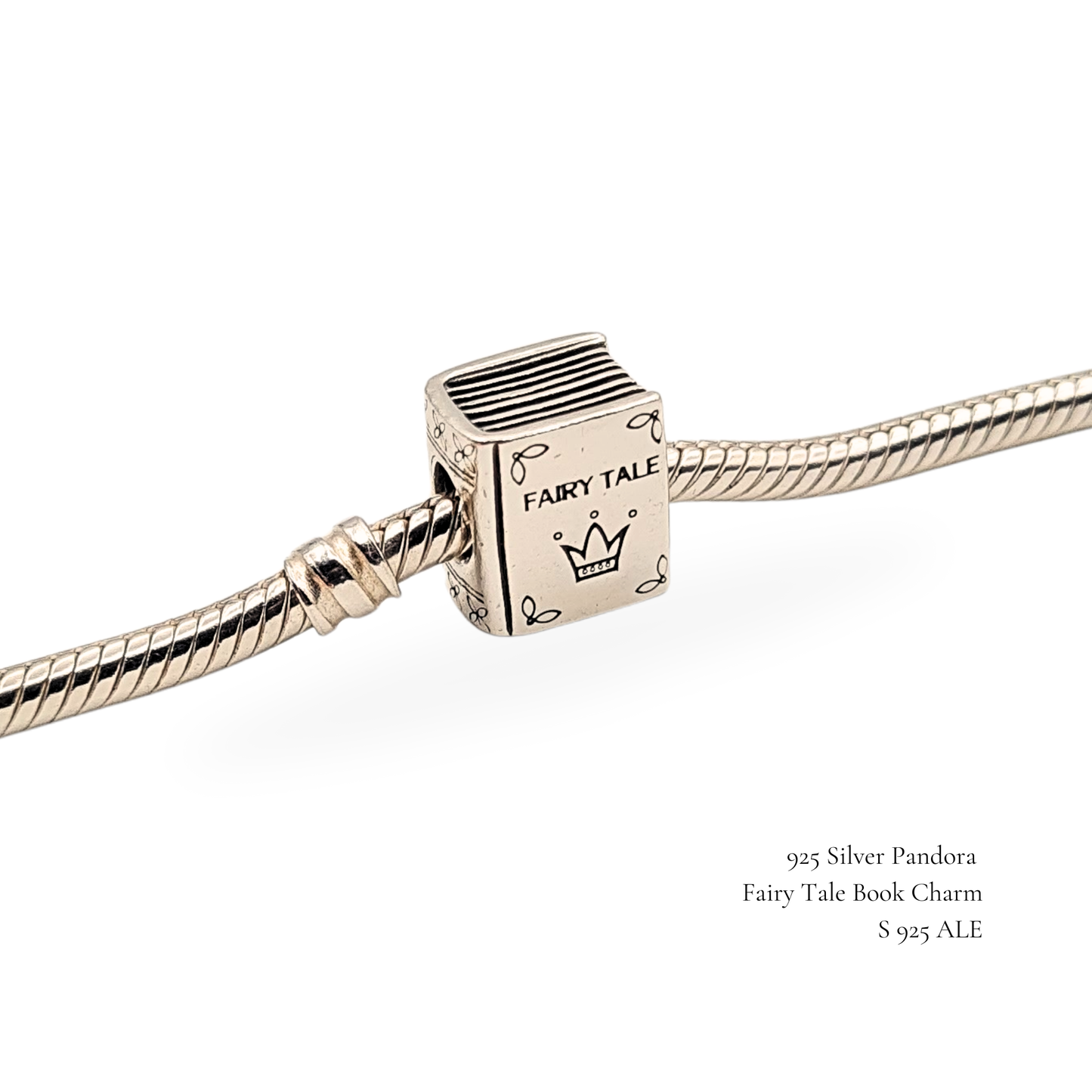 Pandora Silver Fairy Tale Book Charm, Retired, 925 ALE