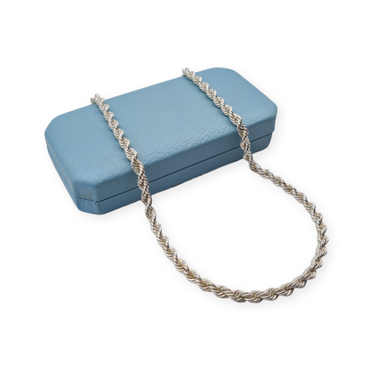 18 inch 925 sterling silver rope twist chain necklace, 4.5mm wide solid silver chain with lobster clasp