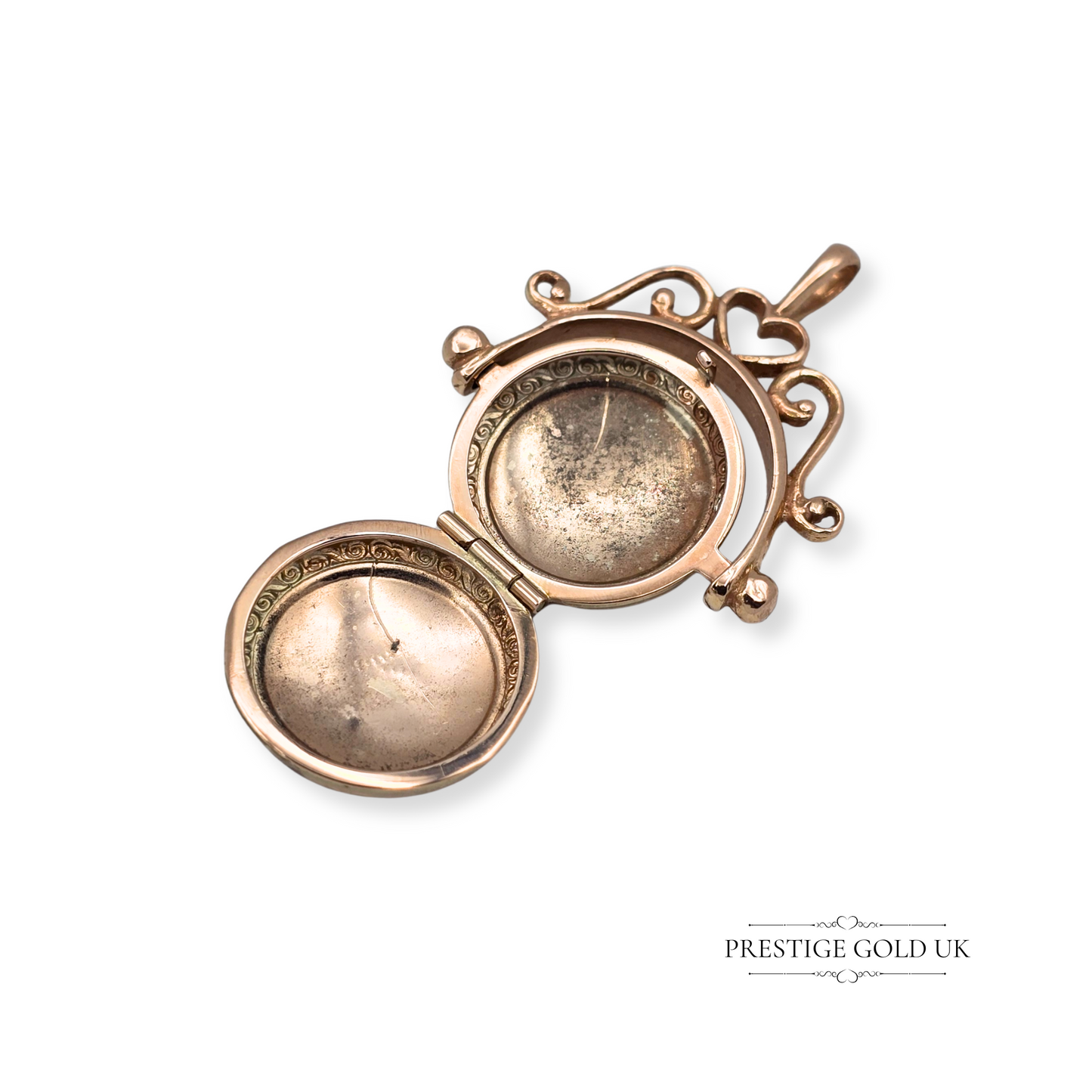 9ct Rose Gold Spinning Pendant, Small Opening Keepsake Locket