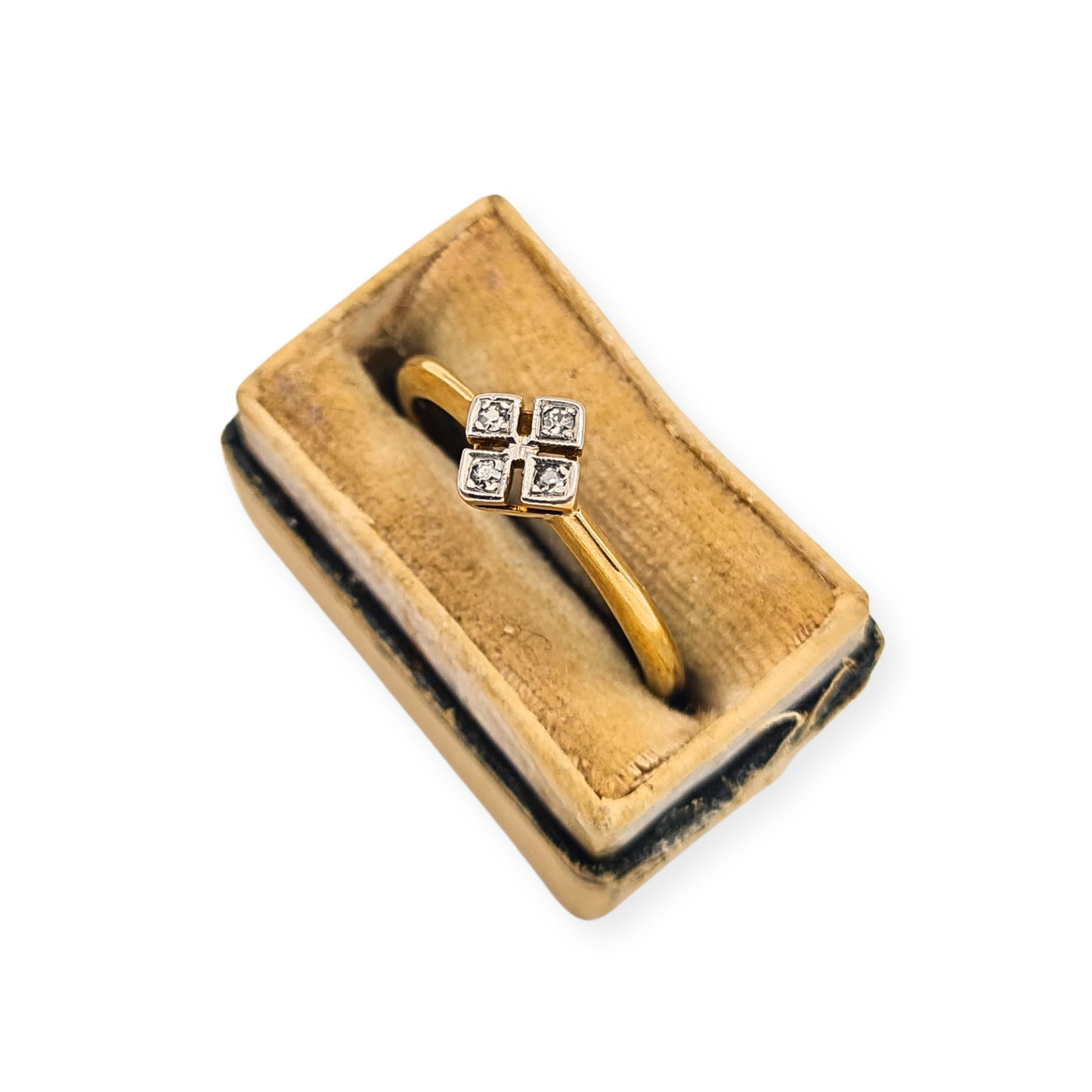 Quality 18ct Gold 4 Stone Diamond Ring Art Deco Style UK N½ US 7