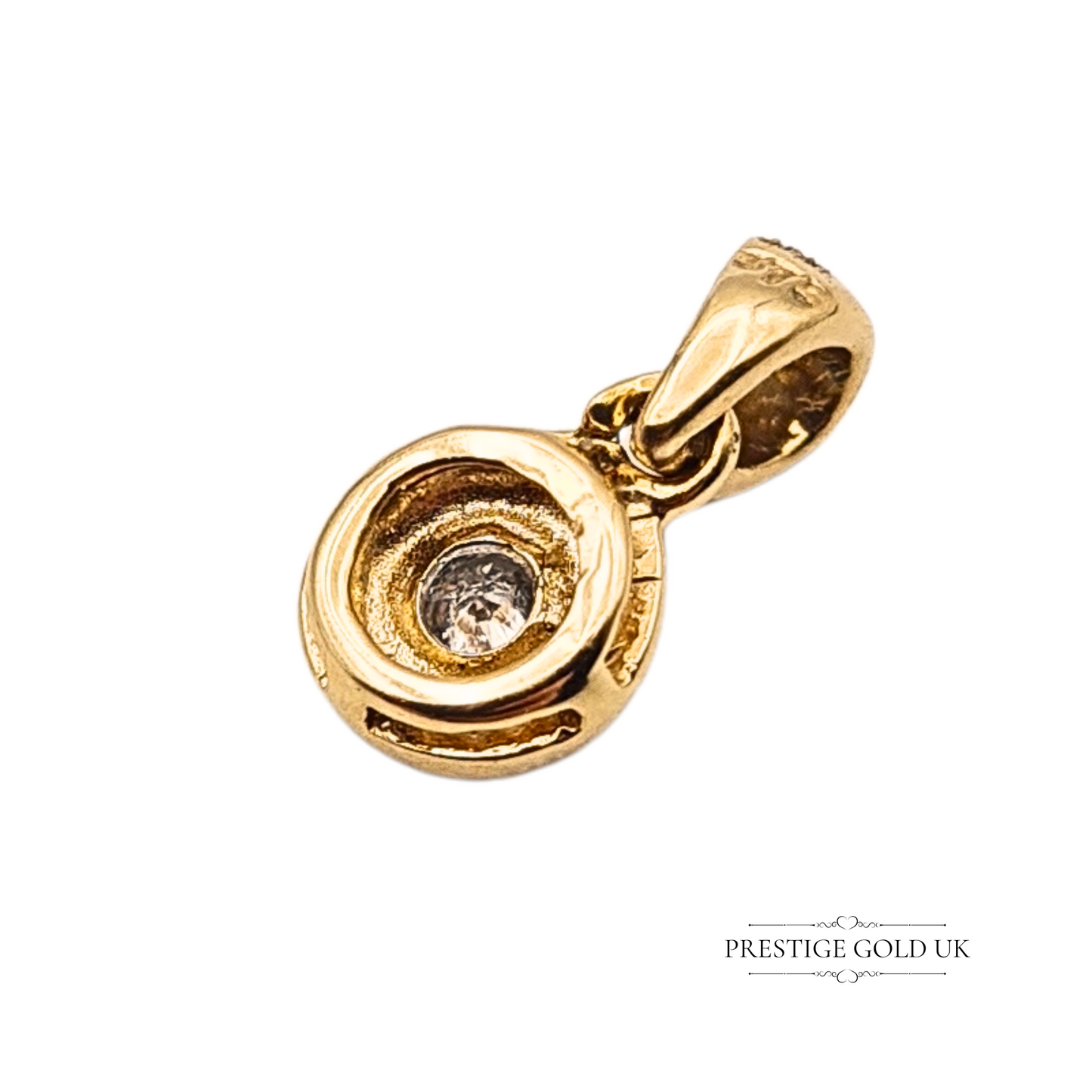 9ct Yellow & White Gold Pendant With Central Round Diamond
