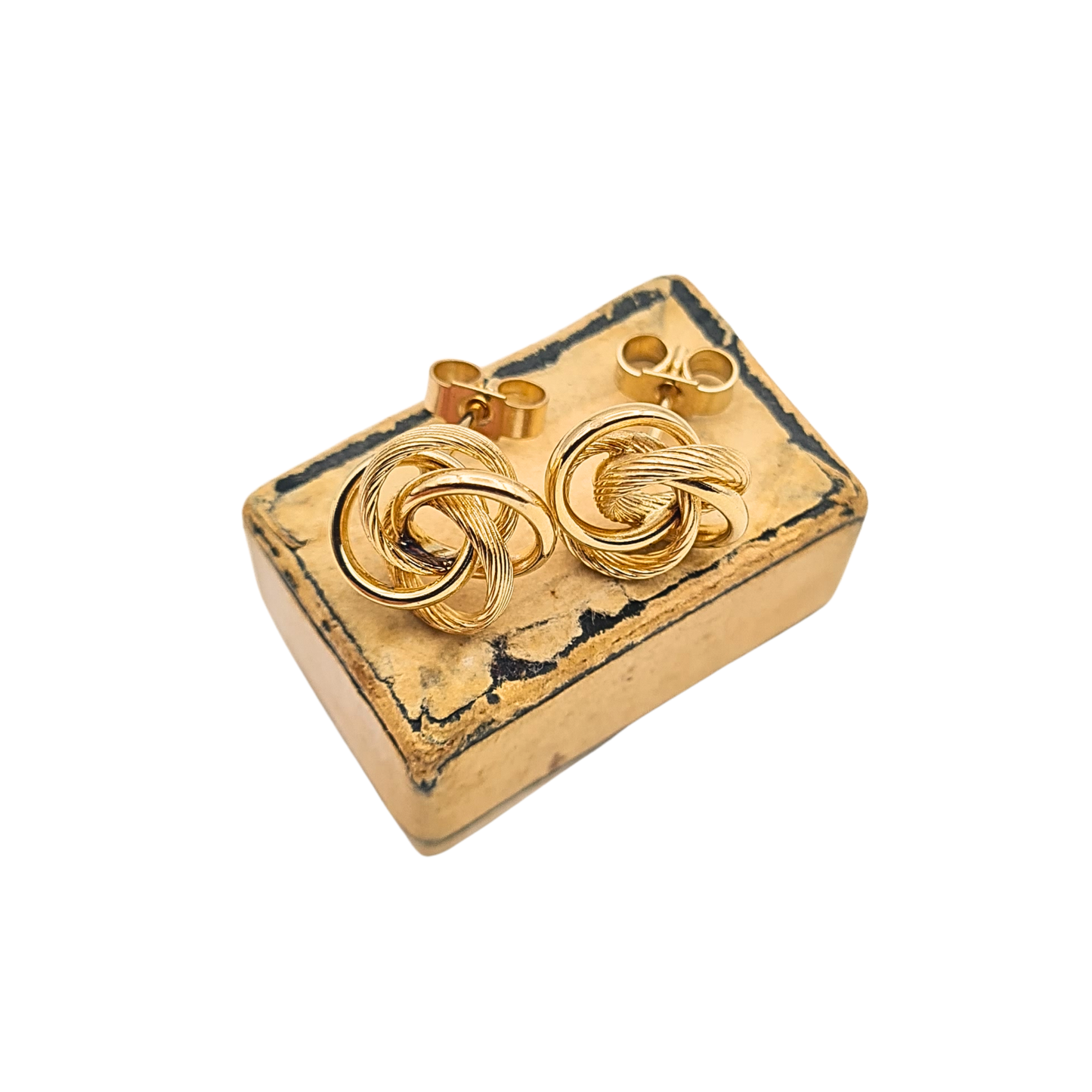 Quality 9ct Gold Twist Knot Earrings Round Woolmark Design Stud Earrings