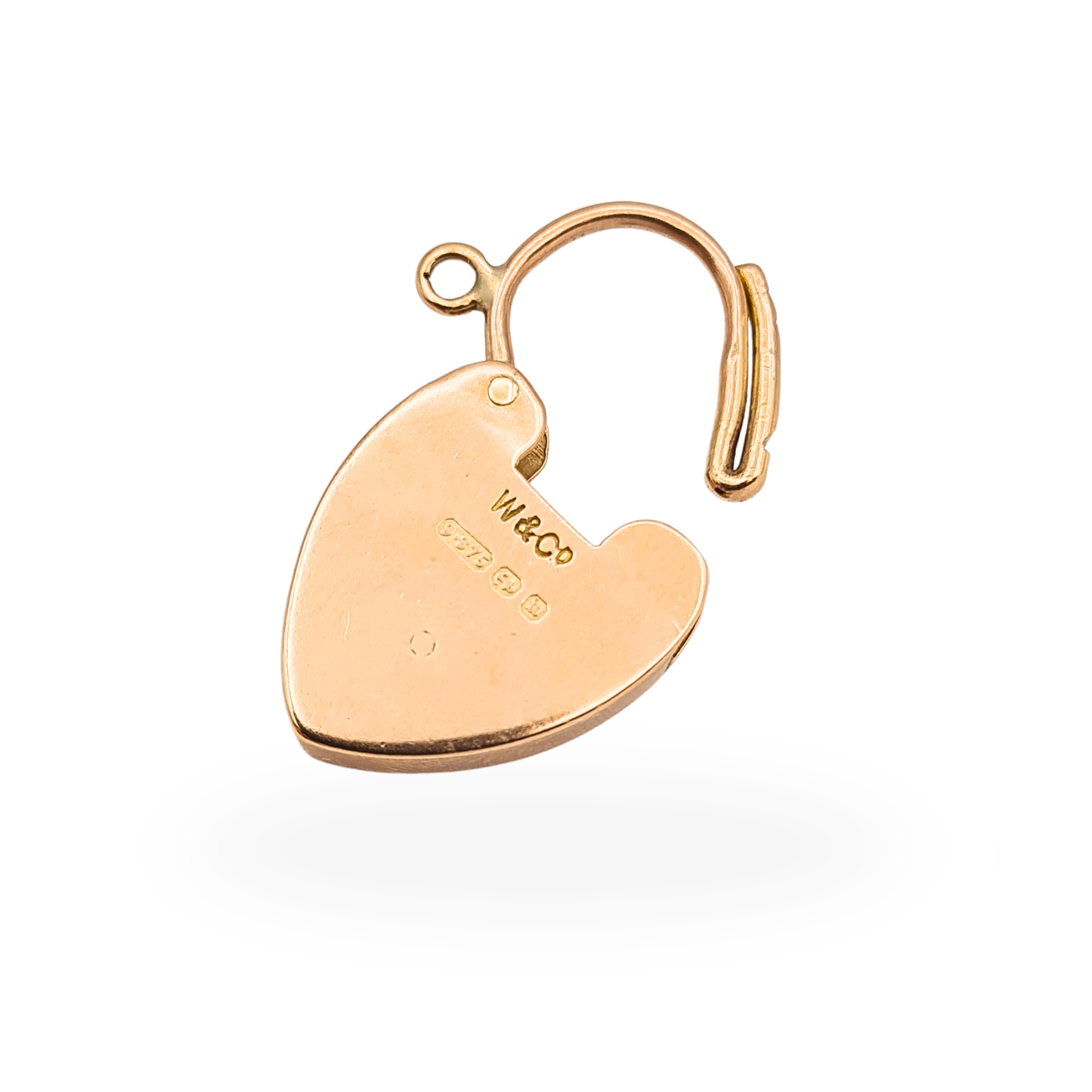 Antique dated 1896 Rose Gold Heart Padlock Clasp W&Co Birmingham 9ct