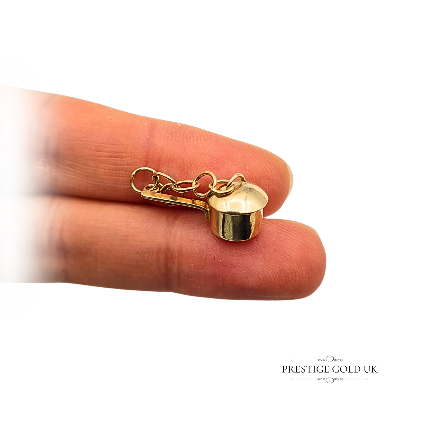 Tiny 9ct Gold Kitchen Pan Charm, Tiny Pot with Removable Lid