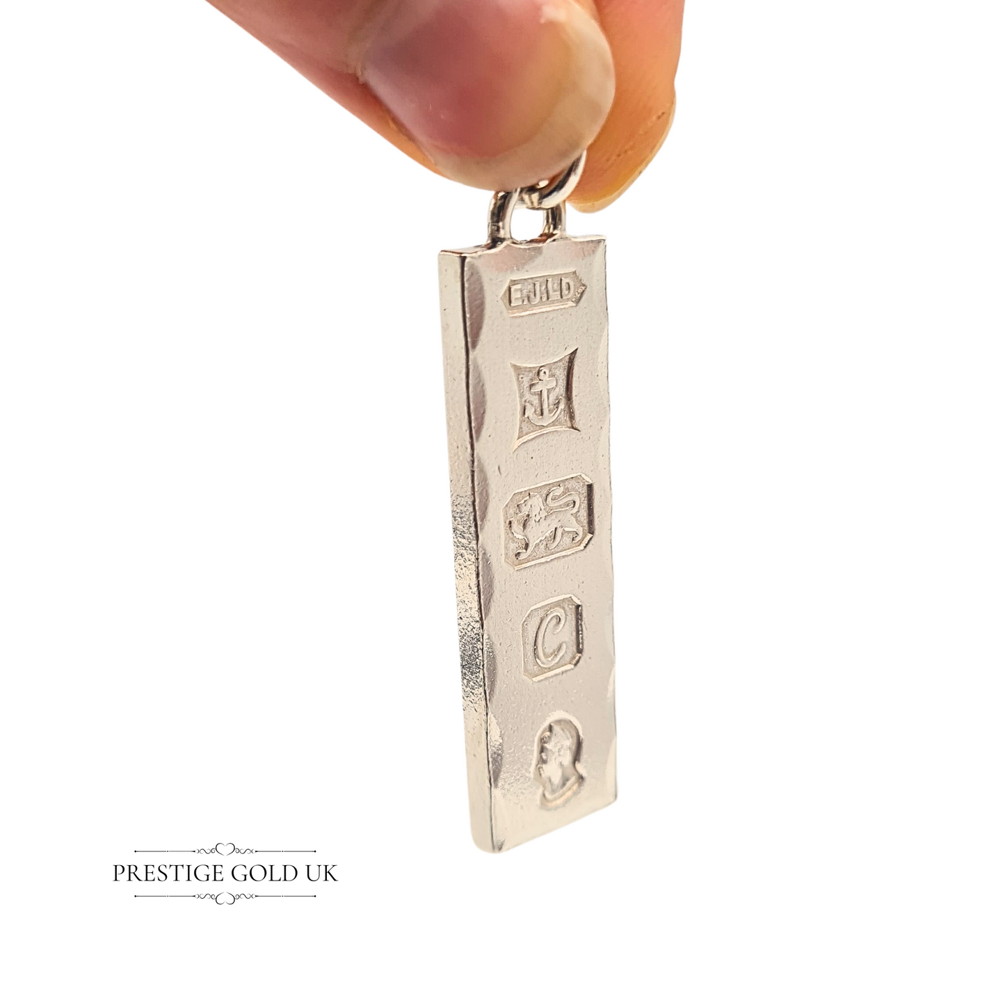 925 Silver Ingot Pendant 14g Hallmarked  Birmingham 1977 Faceted Edge