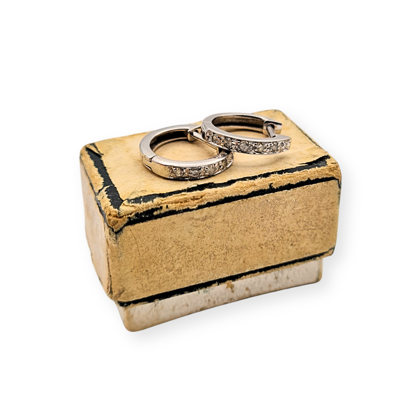 Tiny 9ct White Gold Diamond Huggie Hoop Earrings Fully Hallmarked