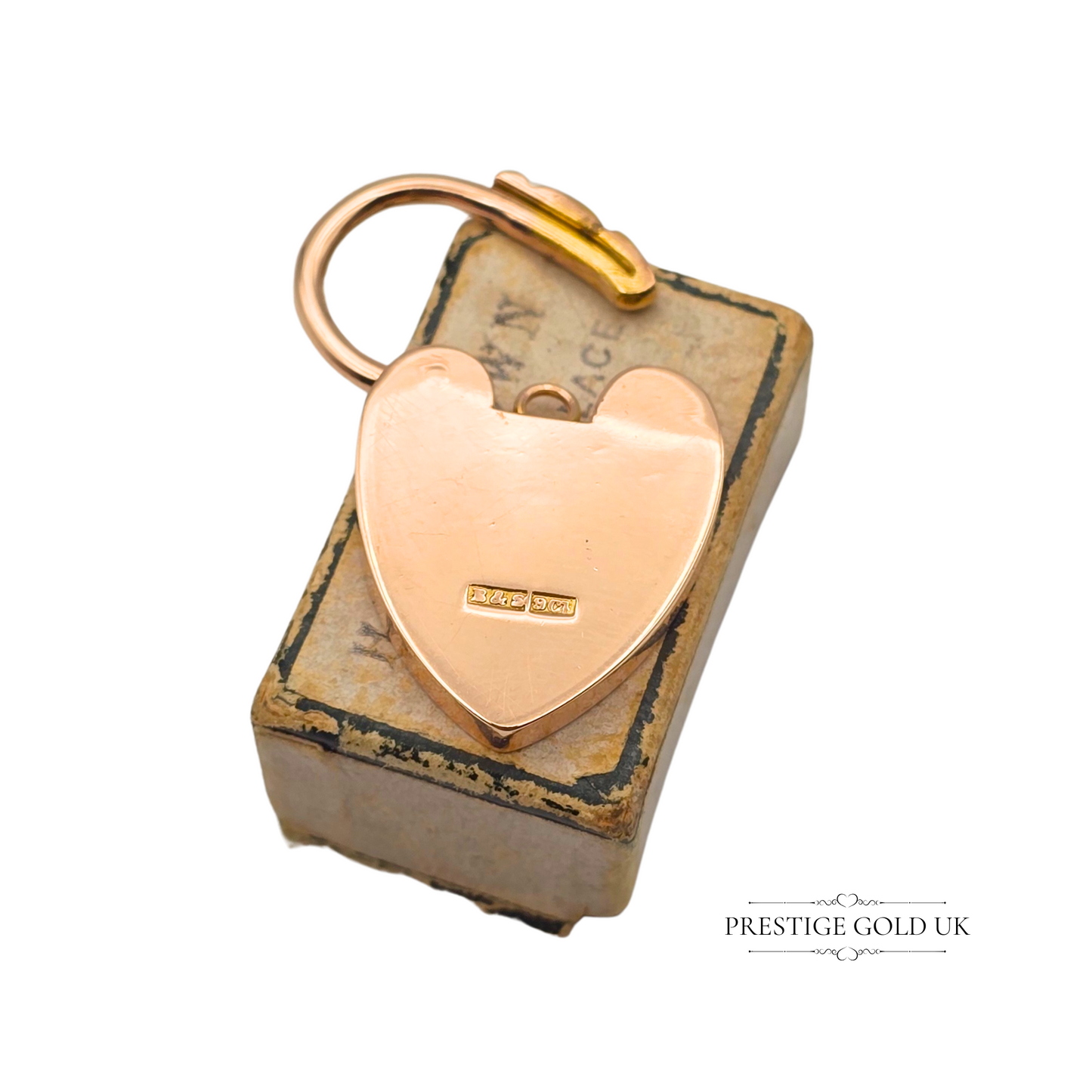 Star of David 9ct Rose Gold Heart Padlock Charm, Bespoke Gift