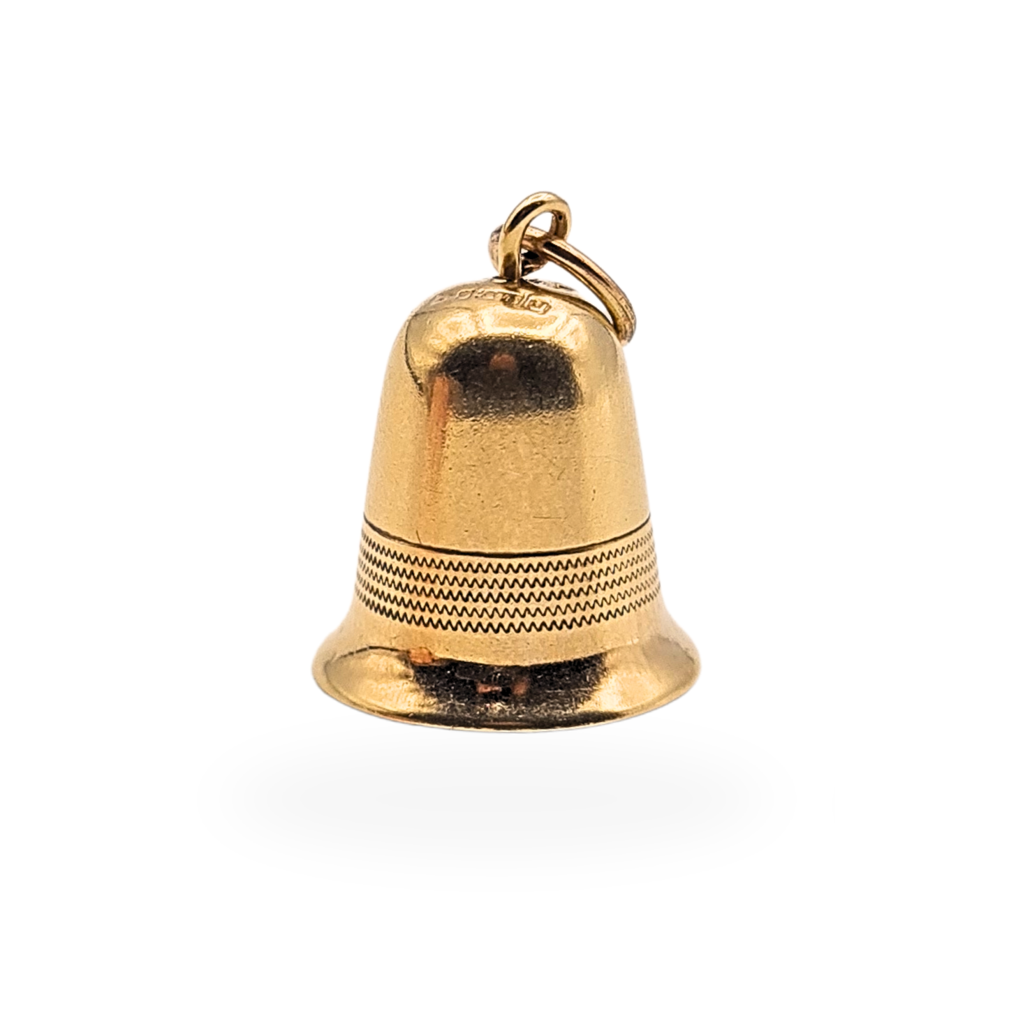 9ct Gold Ringing Bell Charm, Moving Clapper, Fully Hallmarked