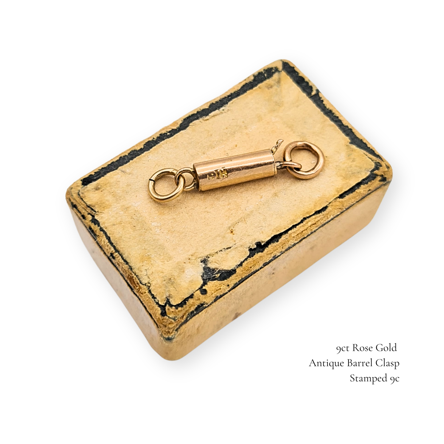 9ct Rose Gold Barrel Clasp, Stamped 9ct, Antique Push Release