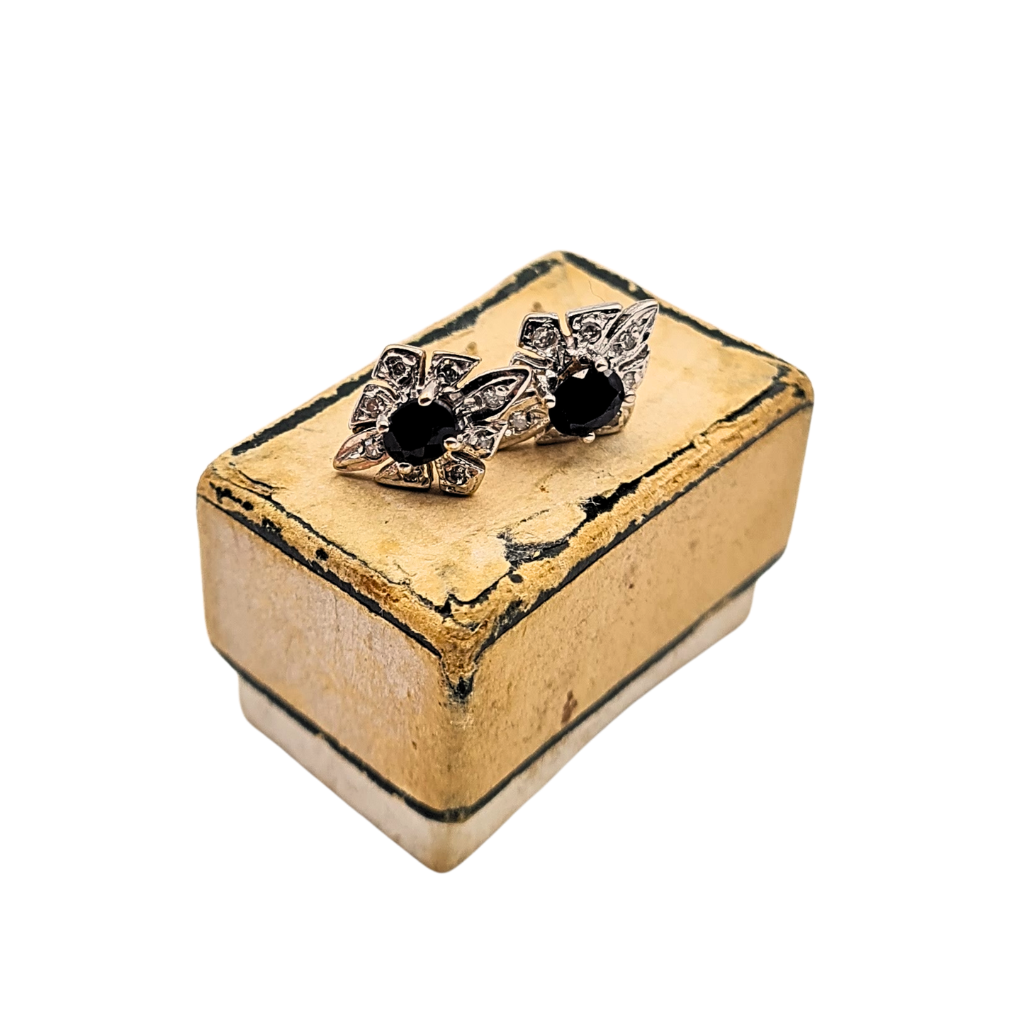 9ct Gold Sapphire Diamond Stud Earrings, Kite Shape