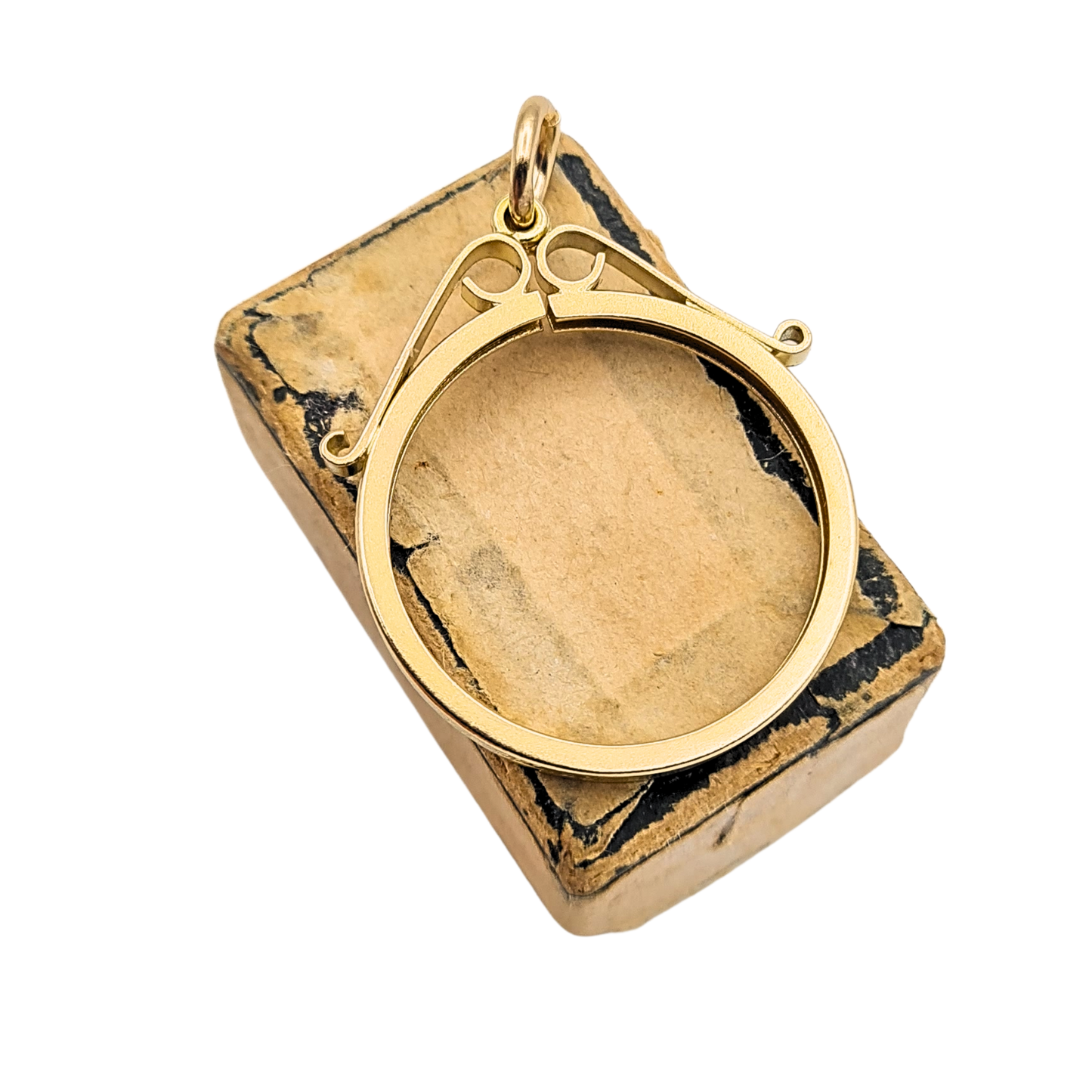 9ct Gold Half Sovereign Coin Holder Pendant Birmingham 1987 Scroll Top