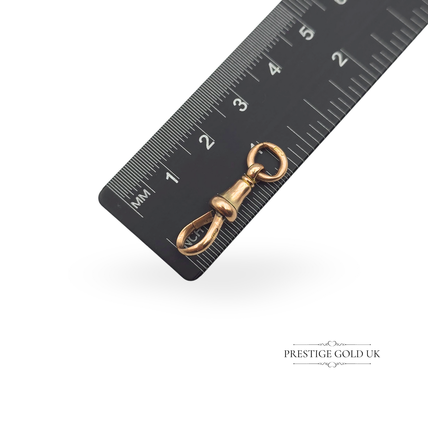 Antique 9ct Rose Gold Dog Clip for Albert Chain, Stamped 375, 23mm Long