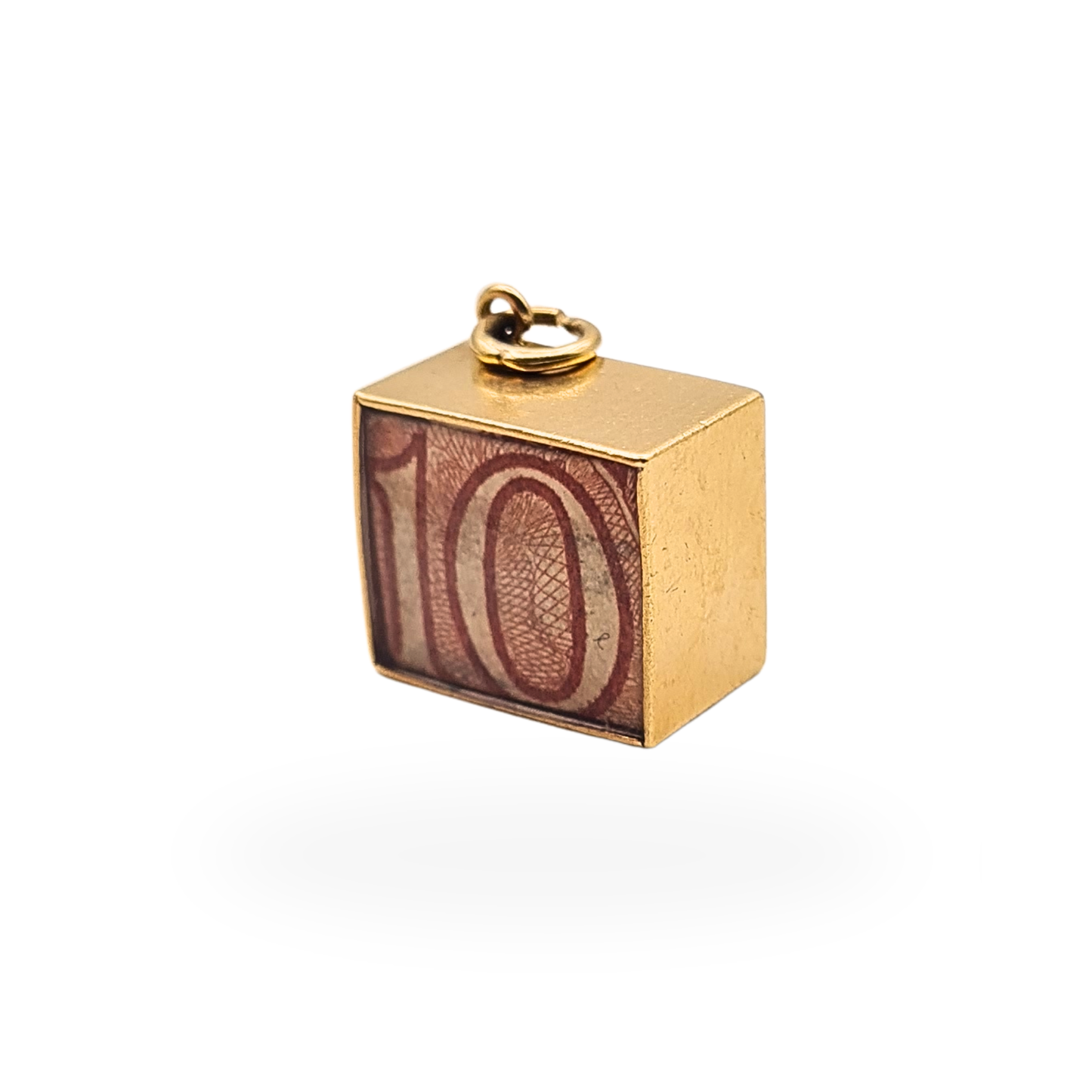 9ct Gold Folded 10 Shilling Note "In Emergency Break Glass." Charm