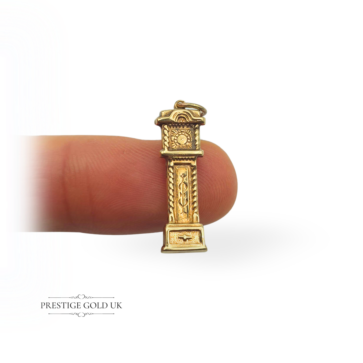 Vintage 9ct Gold Grandfather Clock Charm, Hallmarked Birmingham 1972