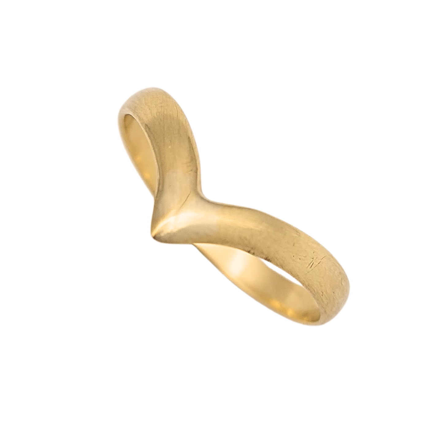 9ct Gold Wishbone Ring, UK N, Simple V Band, Stamped 9ct
