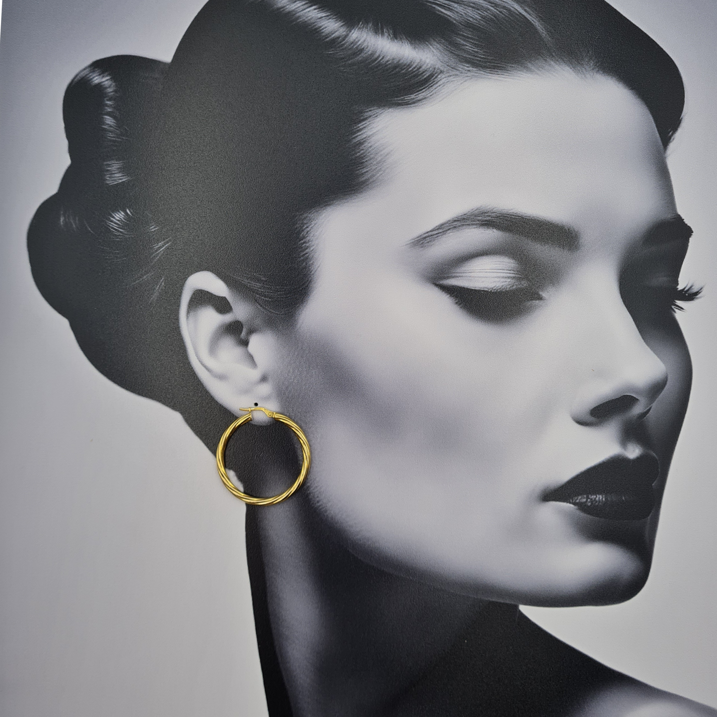 Huge 9ct Gold Twist Hoop Earrings 36mm Fully British Hallmarked