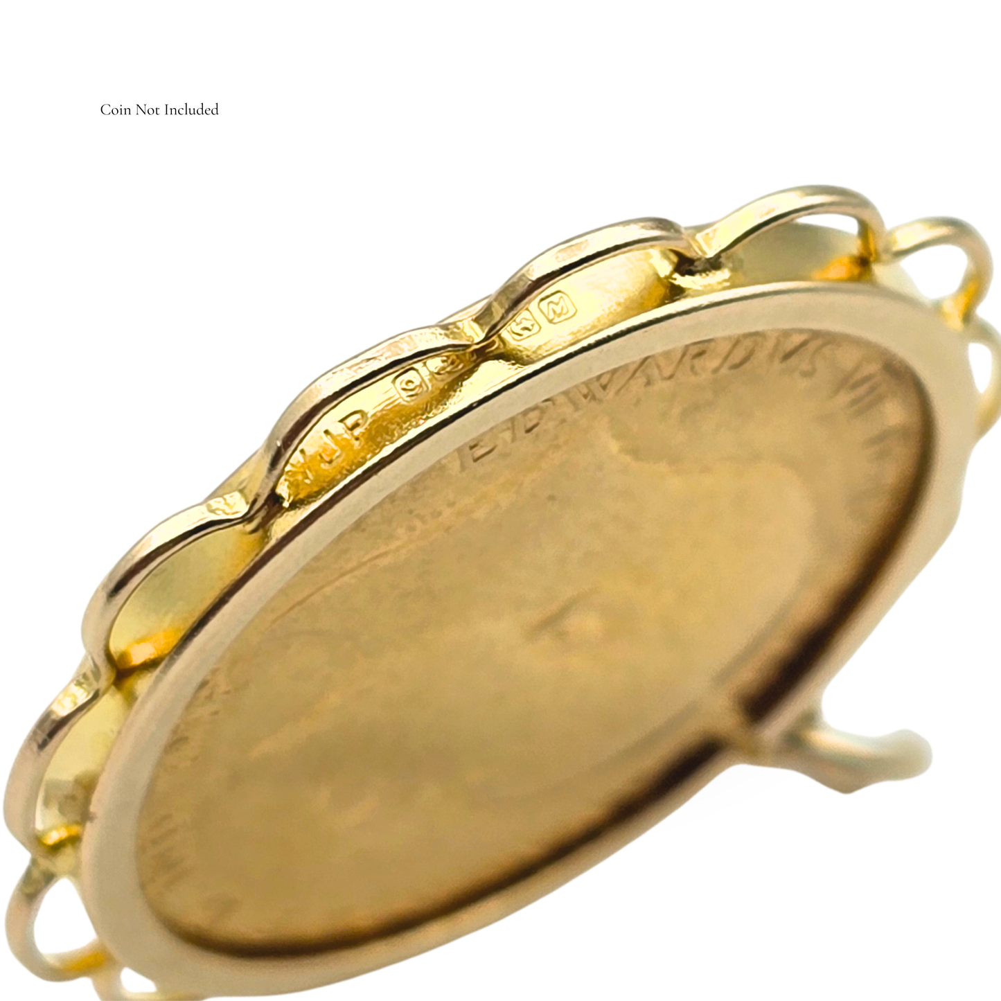 9ct Gold Full Sovereign Holder Pendant Scalloped Edge, Birmingham 1986