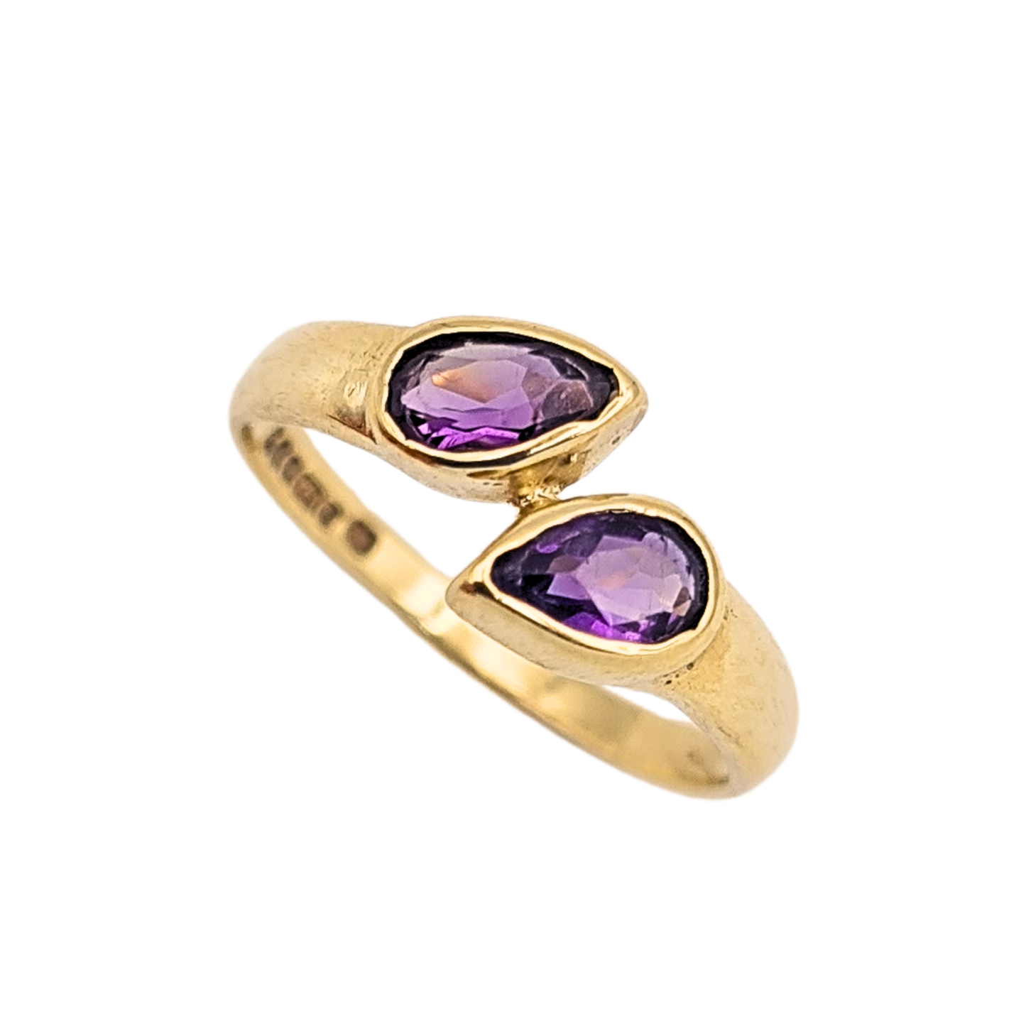 Tiny 9ct Gold Amethyst Twist Ring UK F US 3 Sheffield 1991