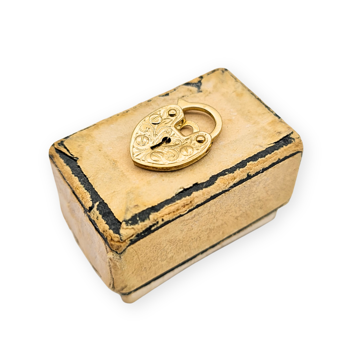 Clearance Item 9ct Gold Heart Padlock, Hand Engraved