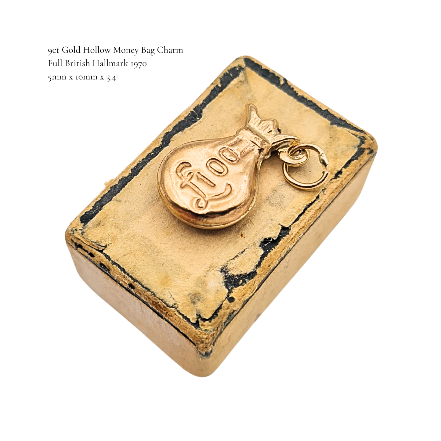 9ct Gold Vintage Money Bag Charm 1970 £100 Puffy Pendant