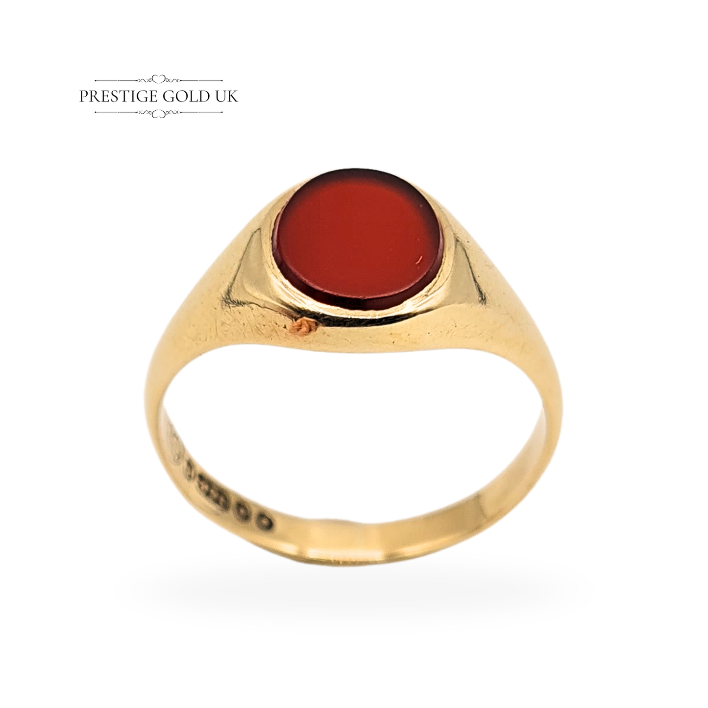 9ct Gold Carnelian Signet Ring, London 1962, UK P 1/2 US 8.
