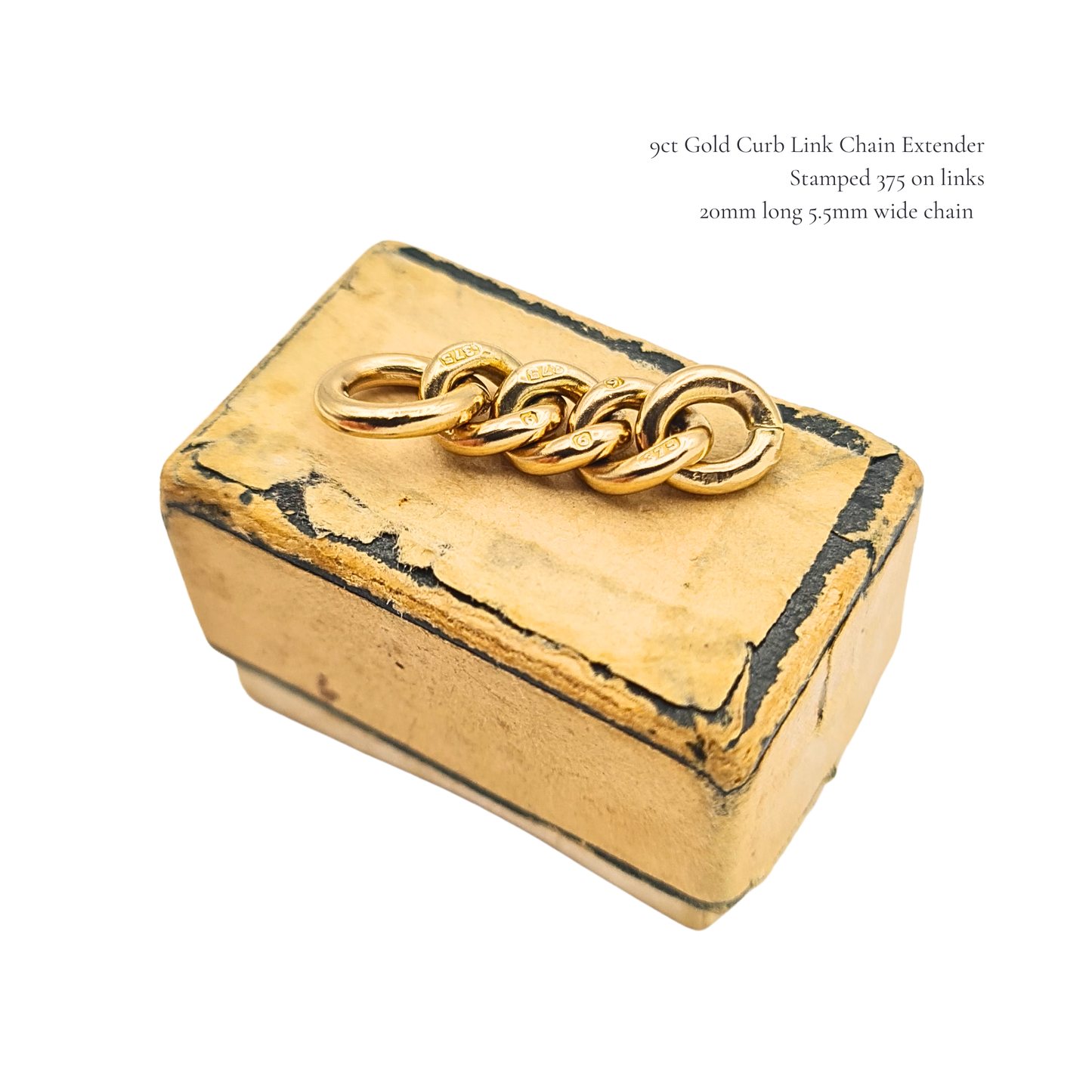 9ct Gold Small Curb Chain Necklace Extender 20mm Yellow Gold Chain