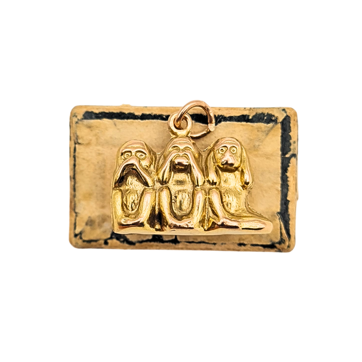 Georg Jensen 9ct Gold Three Wise Monkeys Charm Speak See Hear No Evil Pendant