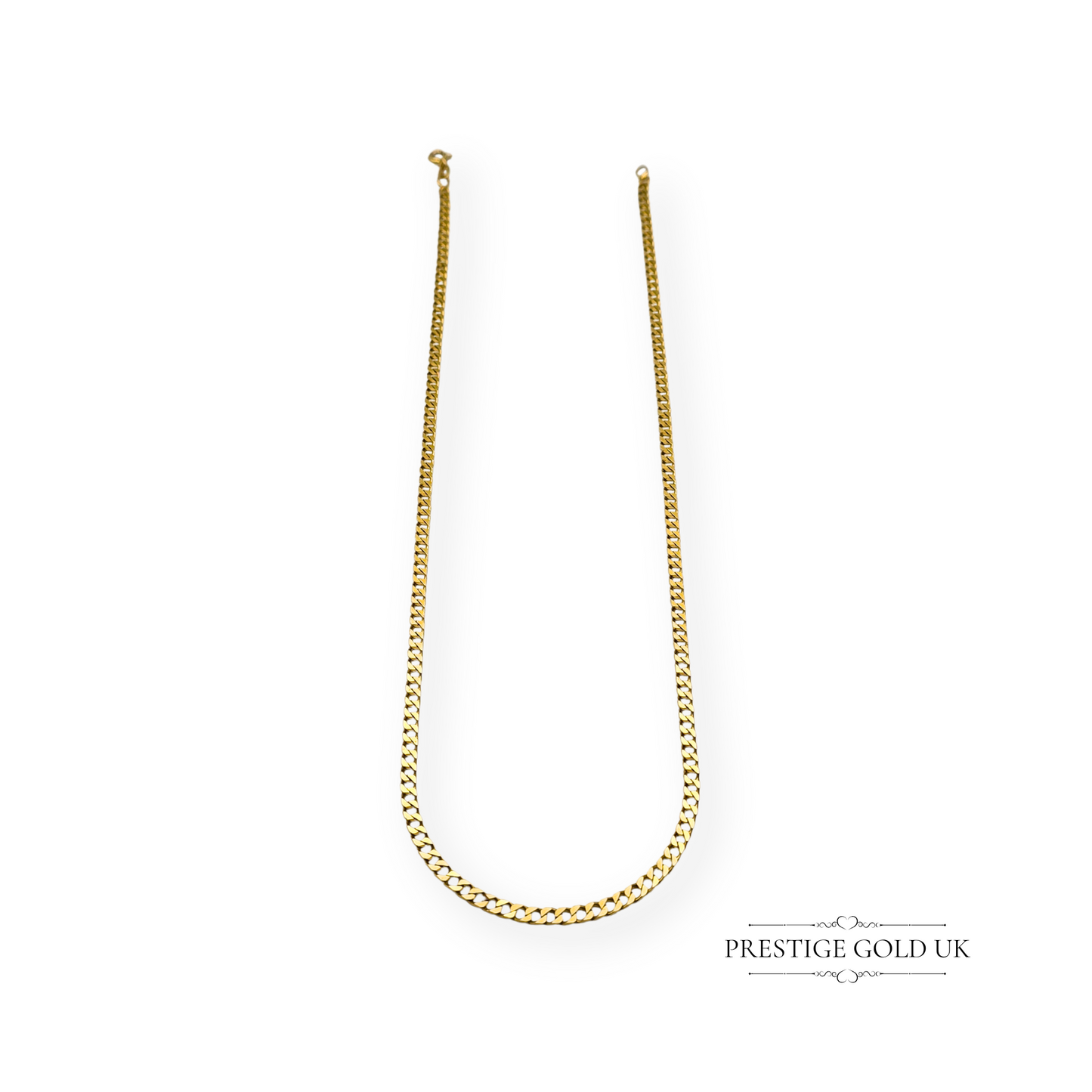 9ct Solid Gold Curb Chain Necklace, Fully Hallmarked, 18" Long, 3mm Wide