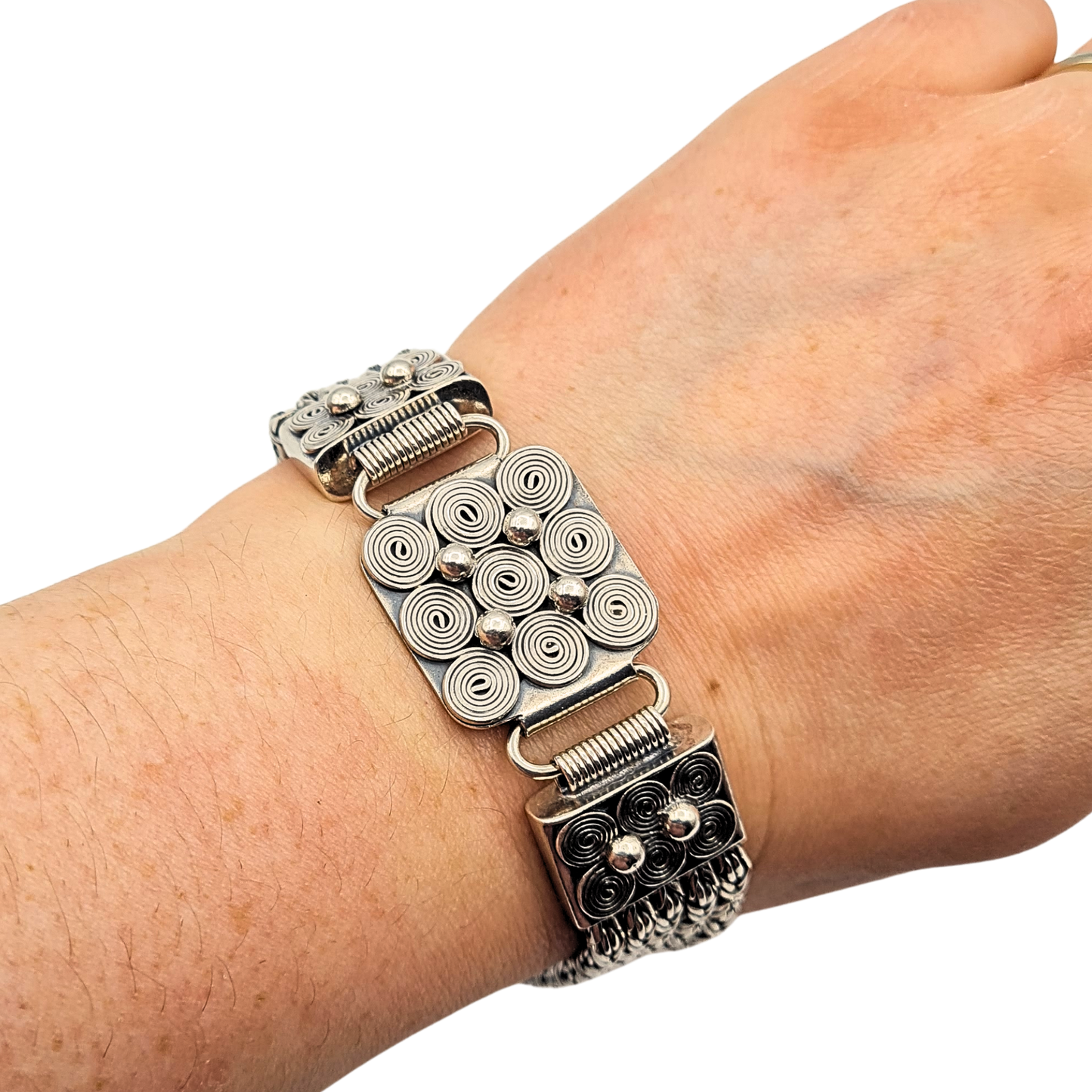 925 Silver Multi Strand Bracelet, Bali Fox Tail, 8.25”, 21mm Wide