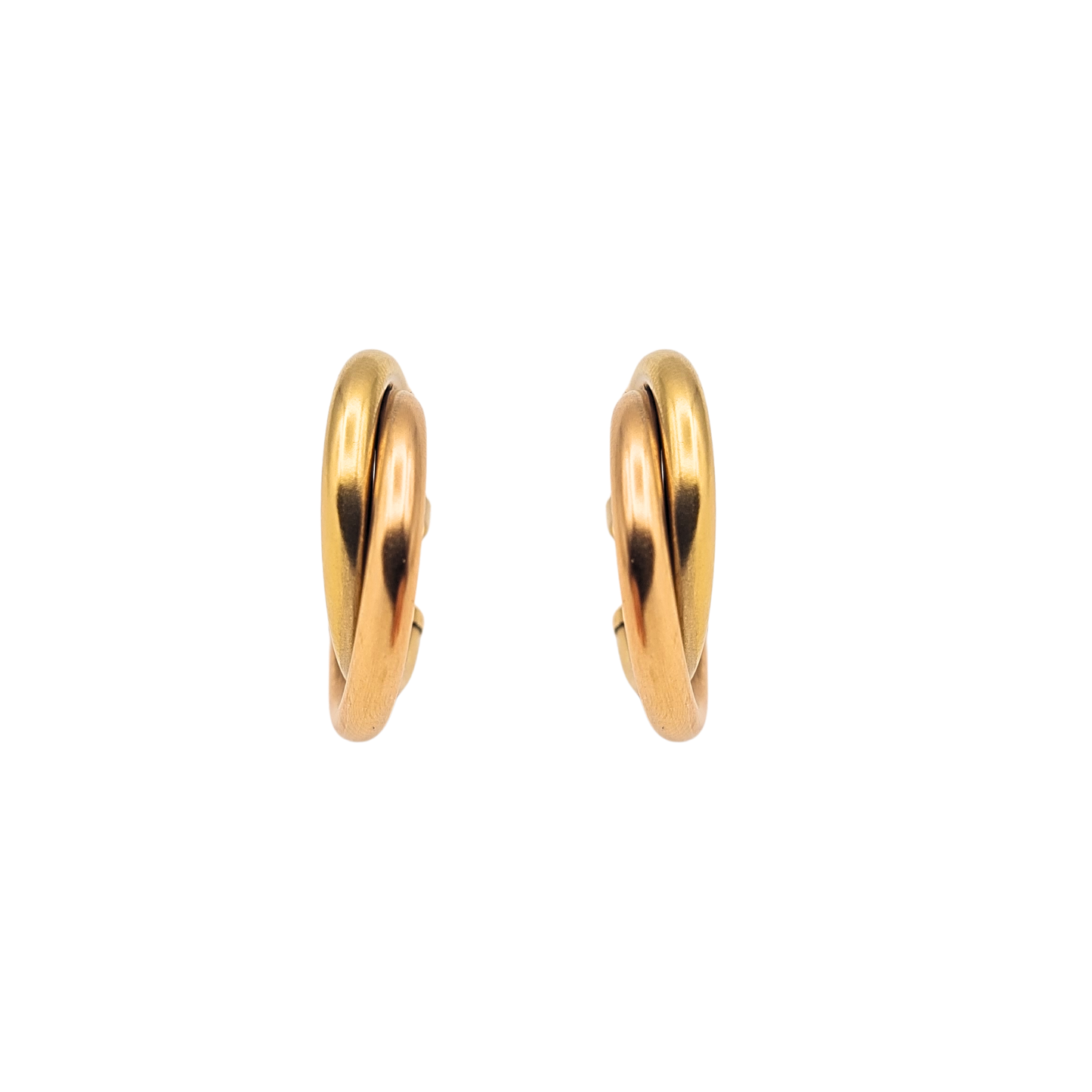 9ct Gold Two Tone Twist Hoop Earrings 24mm 1997 Rose Yellow Gold