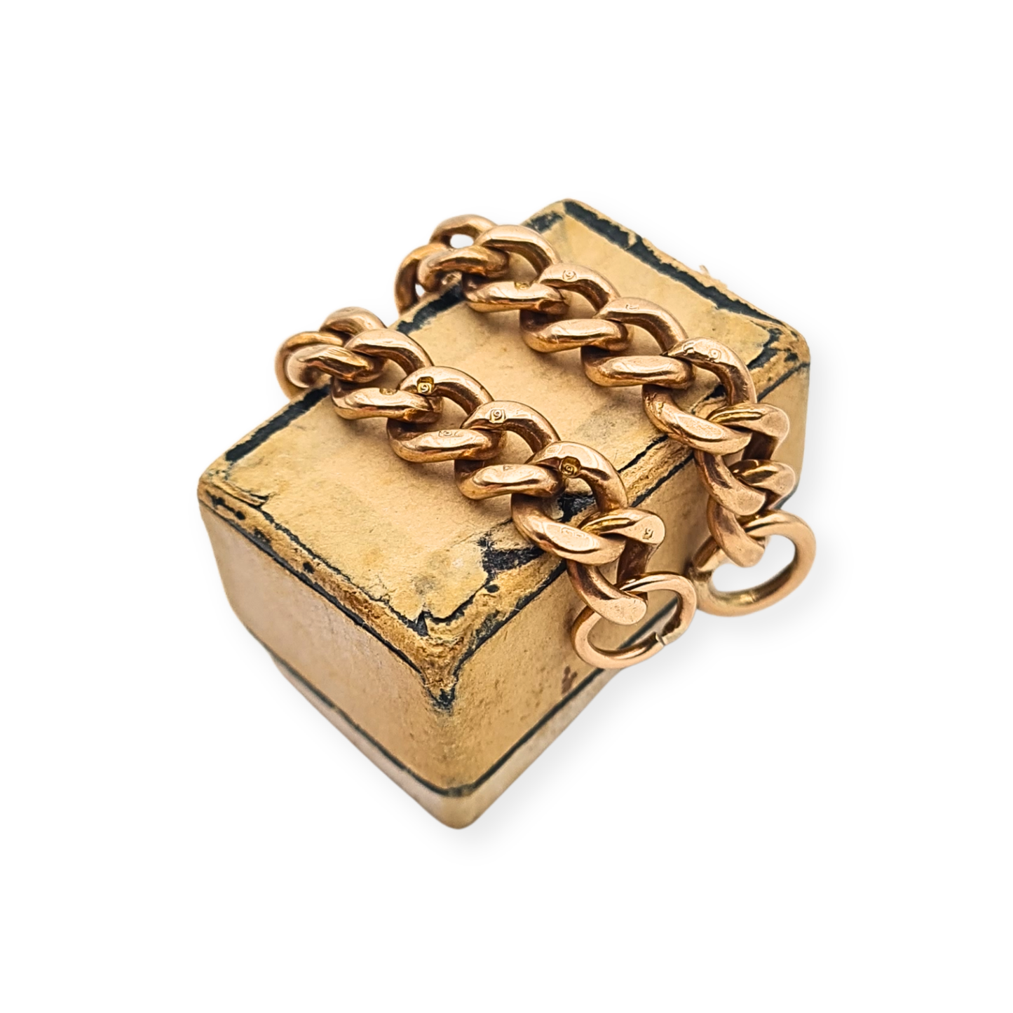 Antique 9ct Rose Gold Chain Extender Dropper 3.5in 9cm Solid Gold Curb Link Chain
