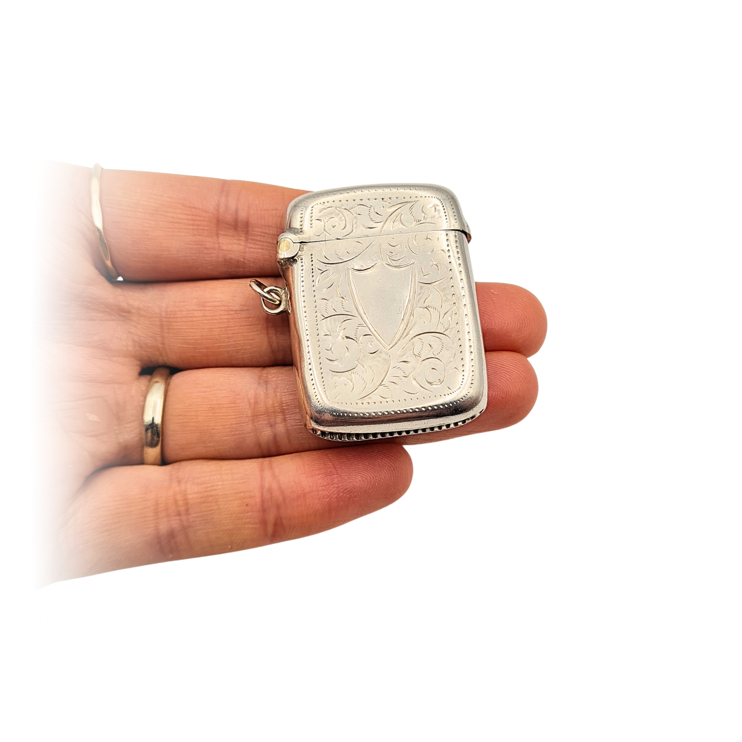 925 Silver Vesta Case, Hand Engraved, Birmingham 1907