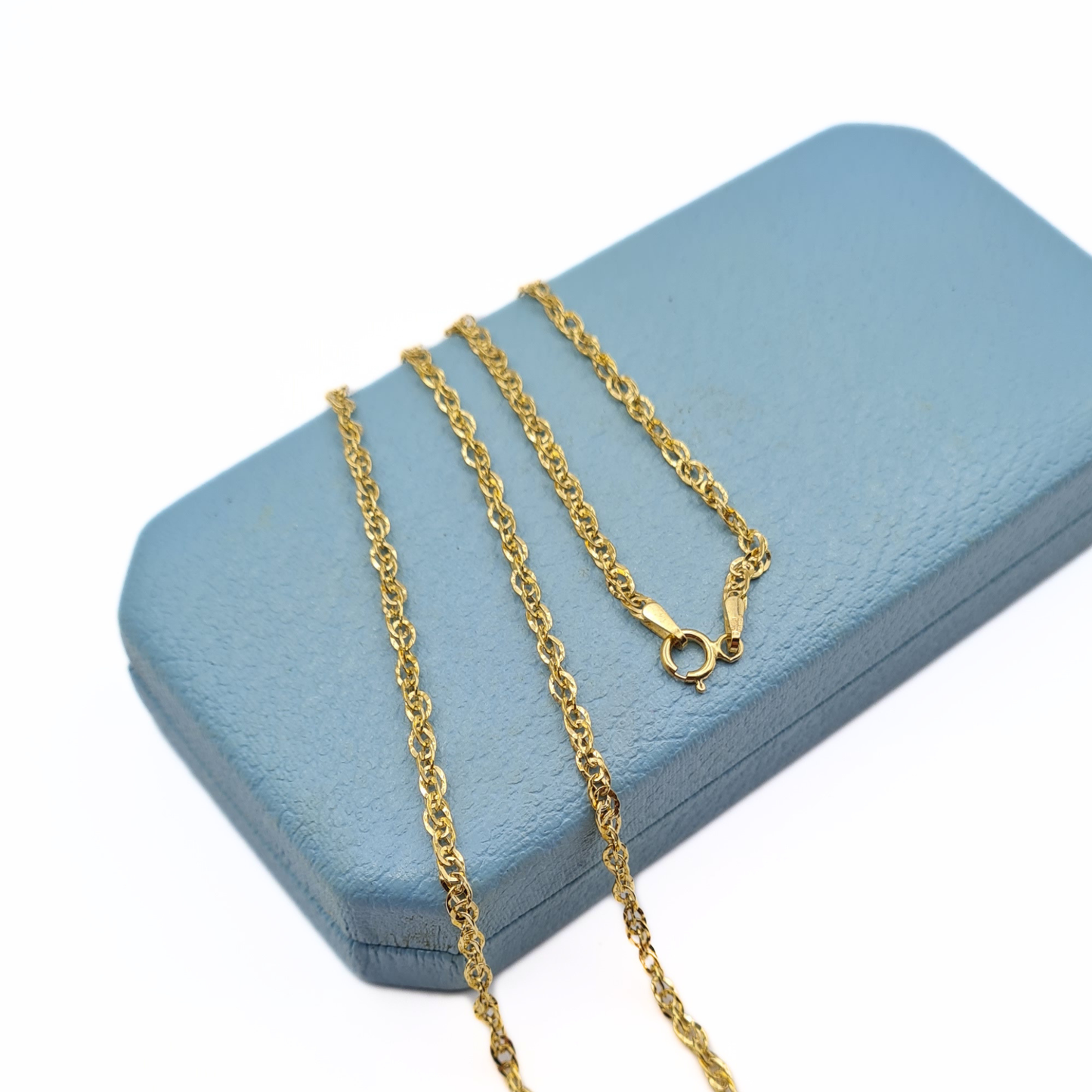 20" 9ct Gold Singapore Fancy Link Necklace 2mm Hallmarked Bolt Ring